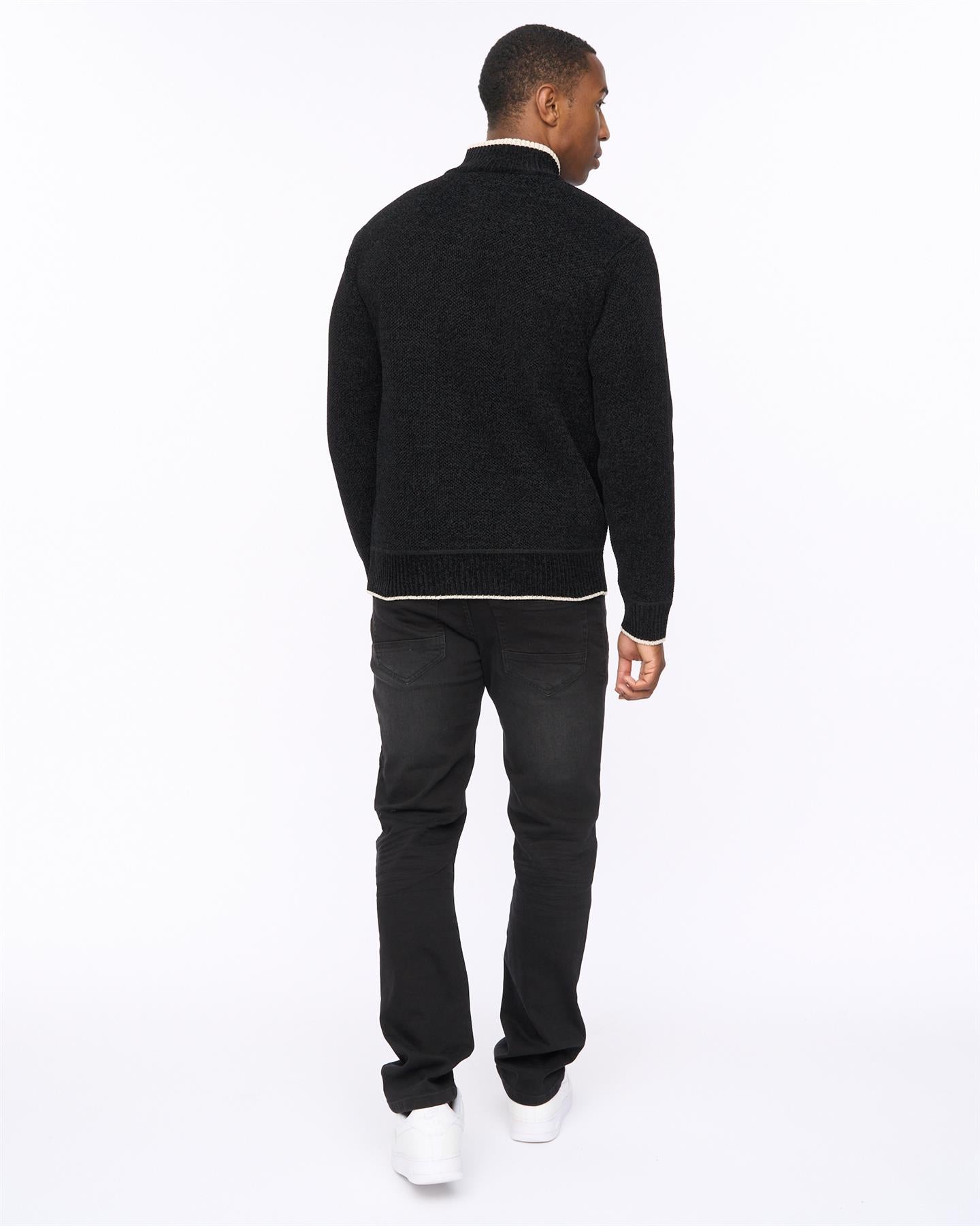 Mens Coldwell Chenille 1/4 Zip Knit Black