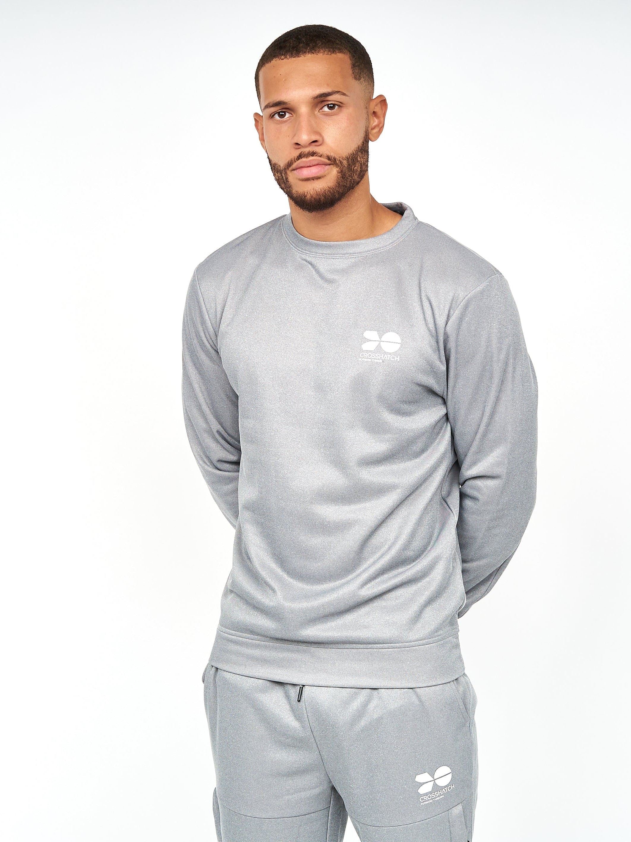 Mens Langtons Crew Tracktop Charcoal