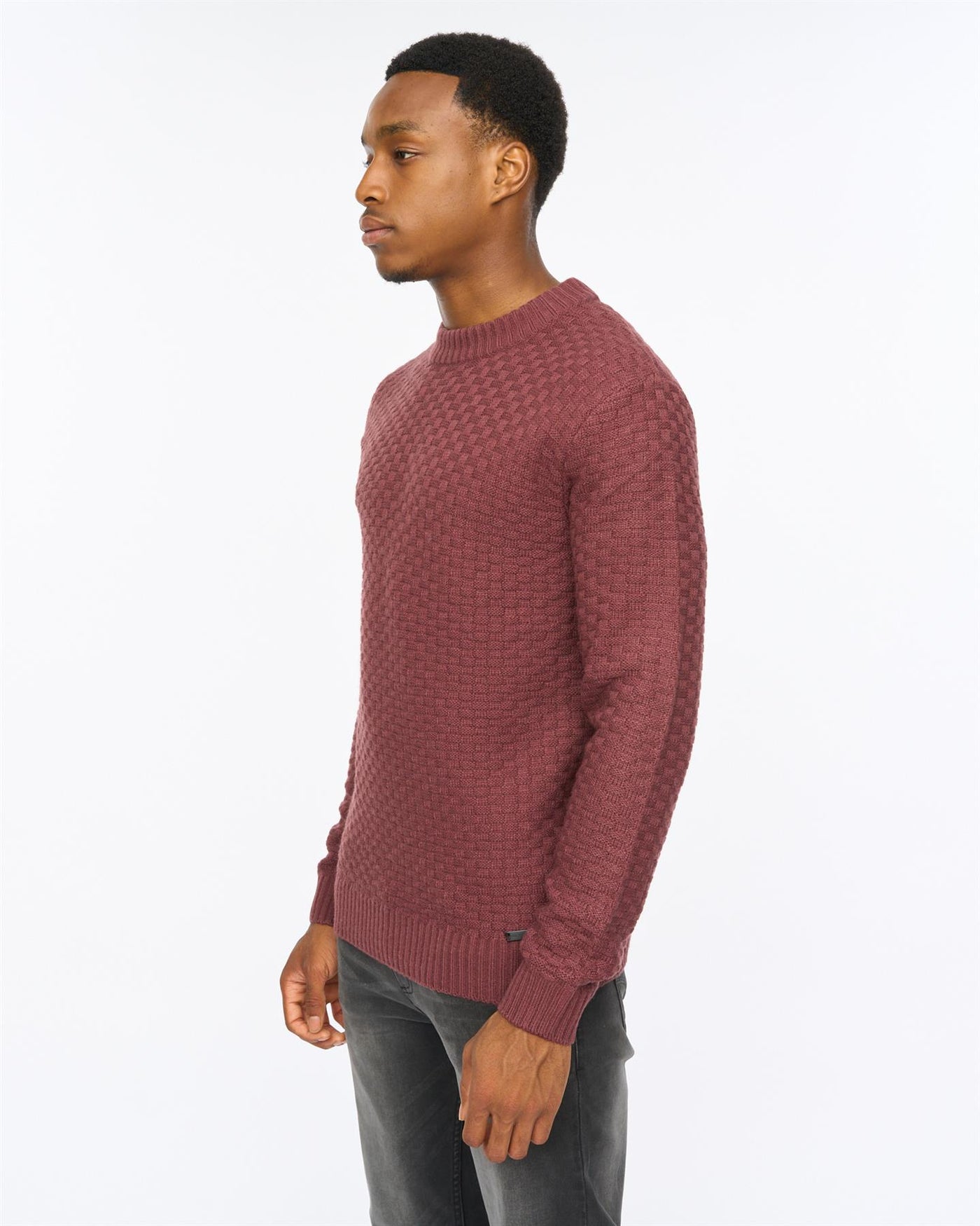 Mens Matera Textured Knit Raisin