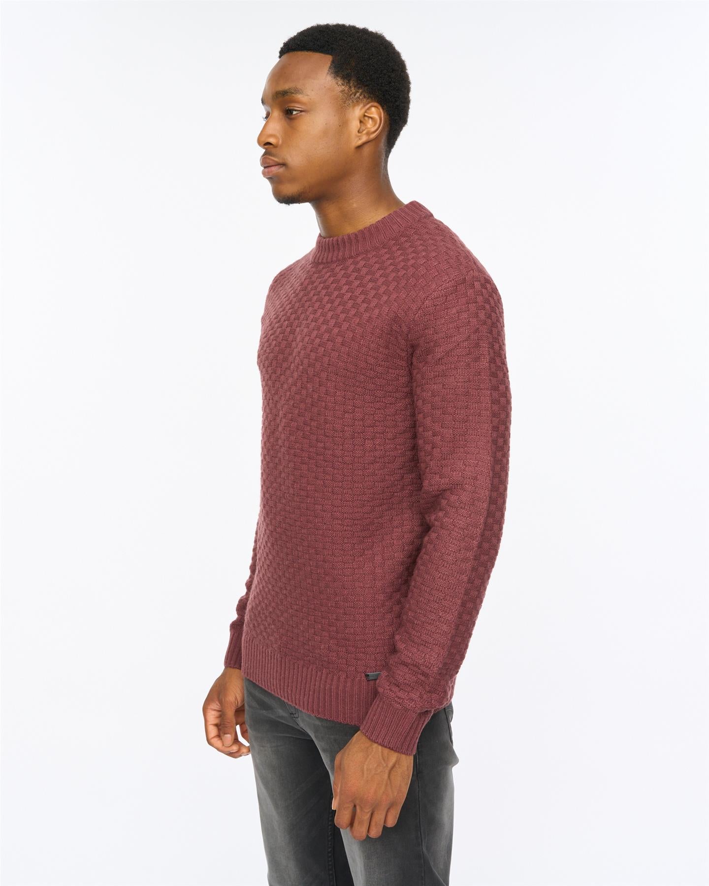 Mens Matera Textured Knit Raisin