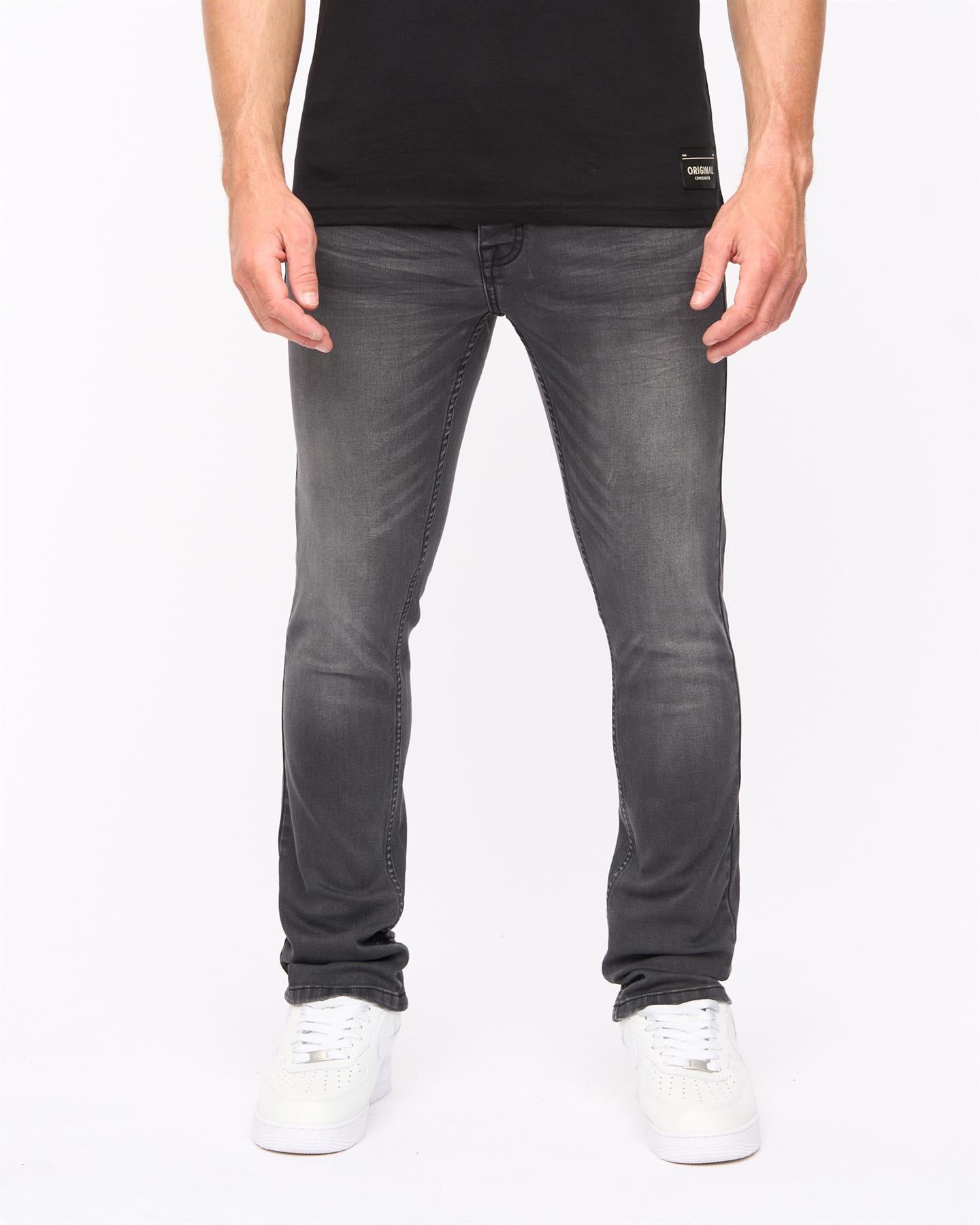 Crosshatch Mens Malcolm Slim Fit Jeans Dark Charcoal