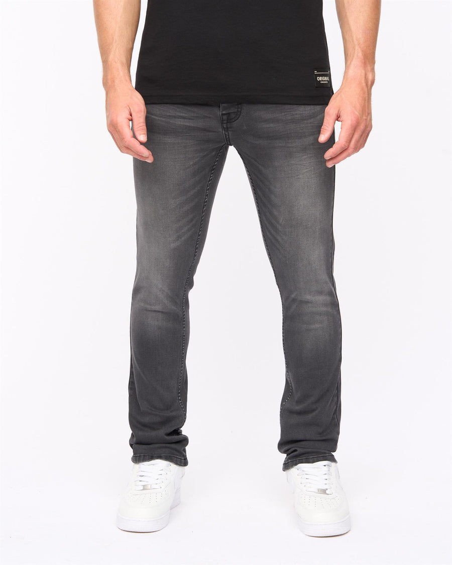 Crosshatch Mens Malcolm Slim Fit Jeans Dark Charcoal