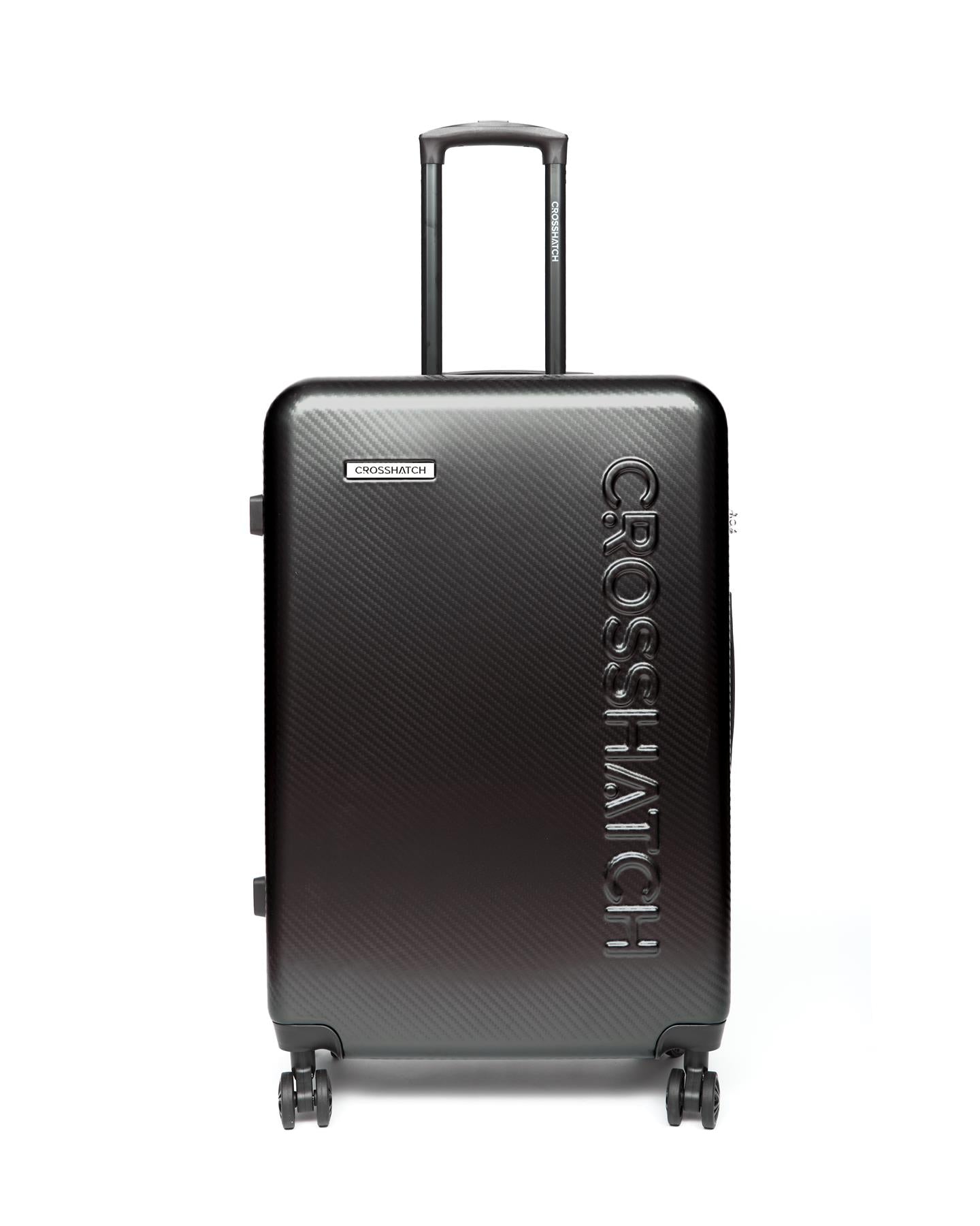 Mens Escapade Embossed Suitcase 3pk Black