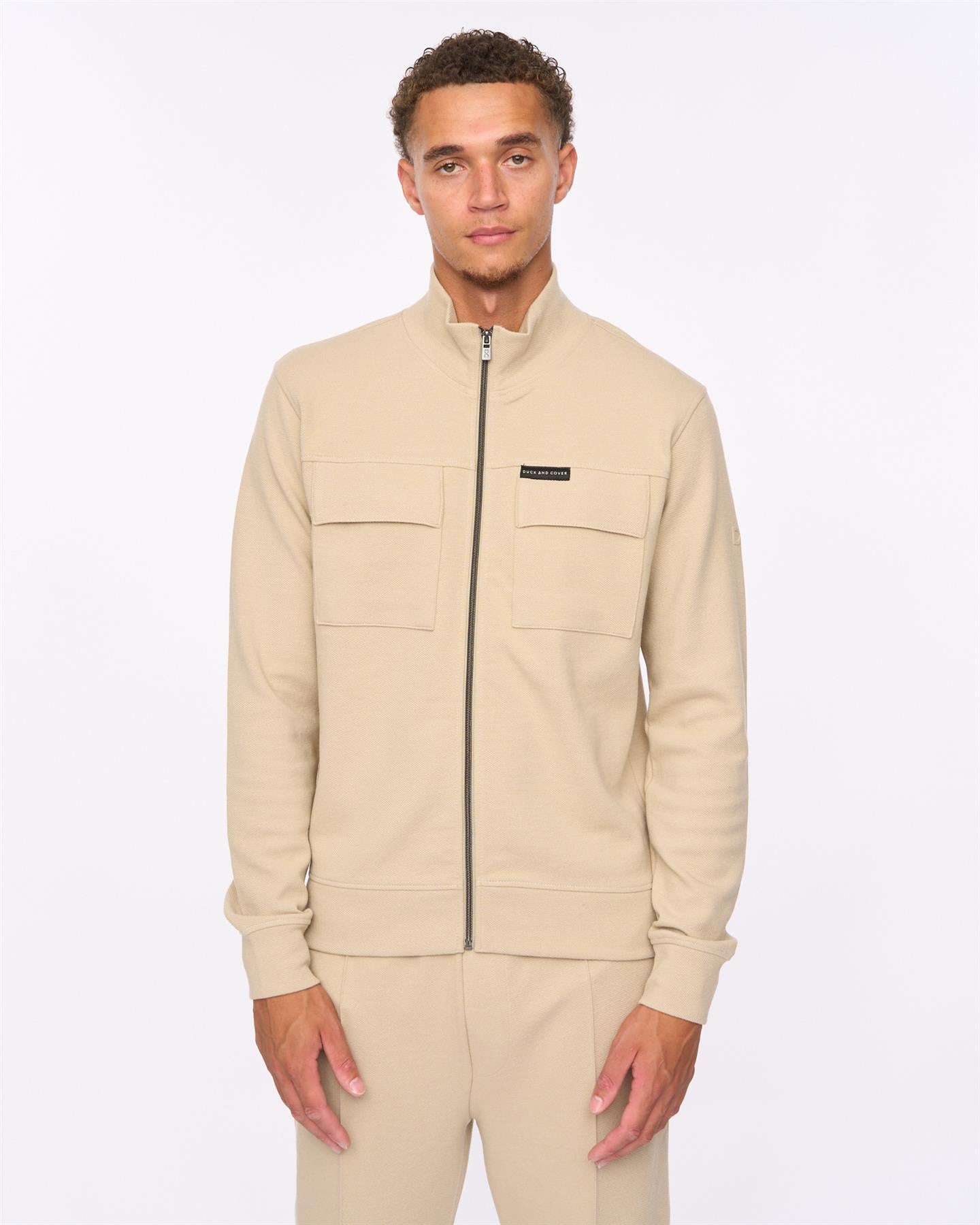 Mens Tames Zip Thru Sweat Stone