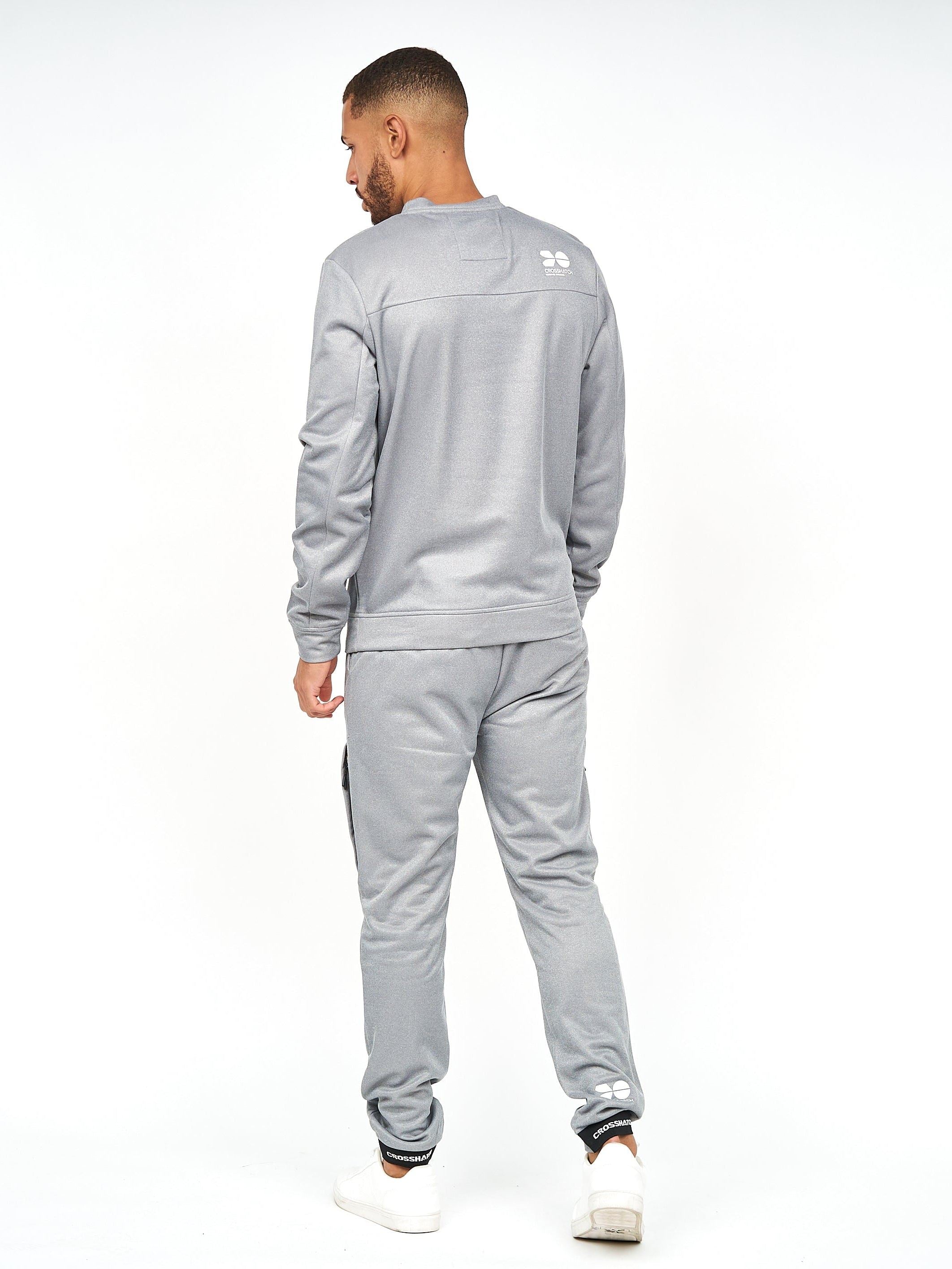 Mens Langtons Crew Tracktop Charcoal