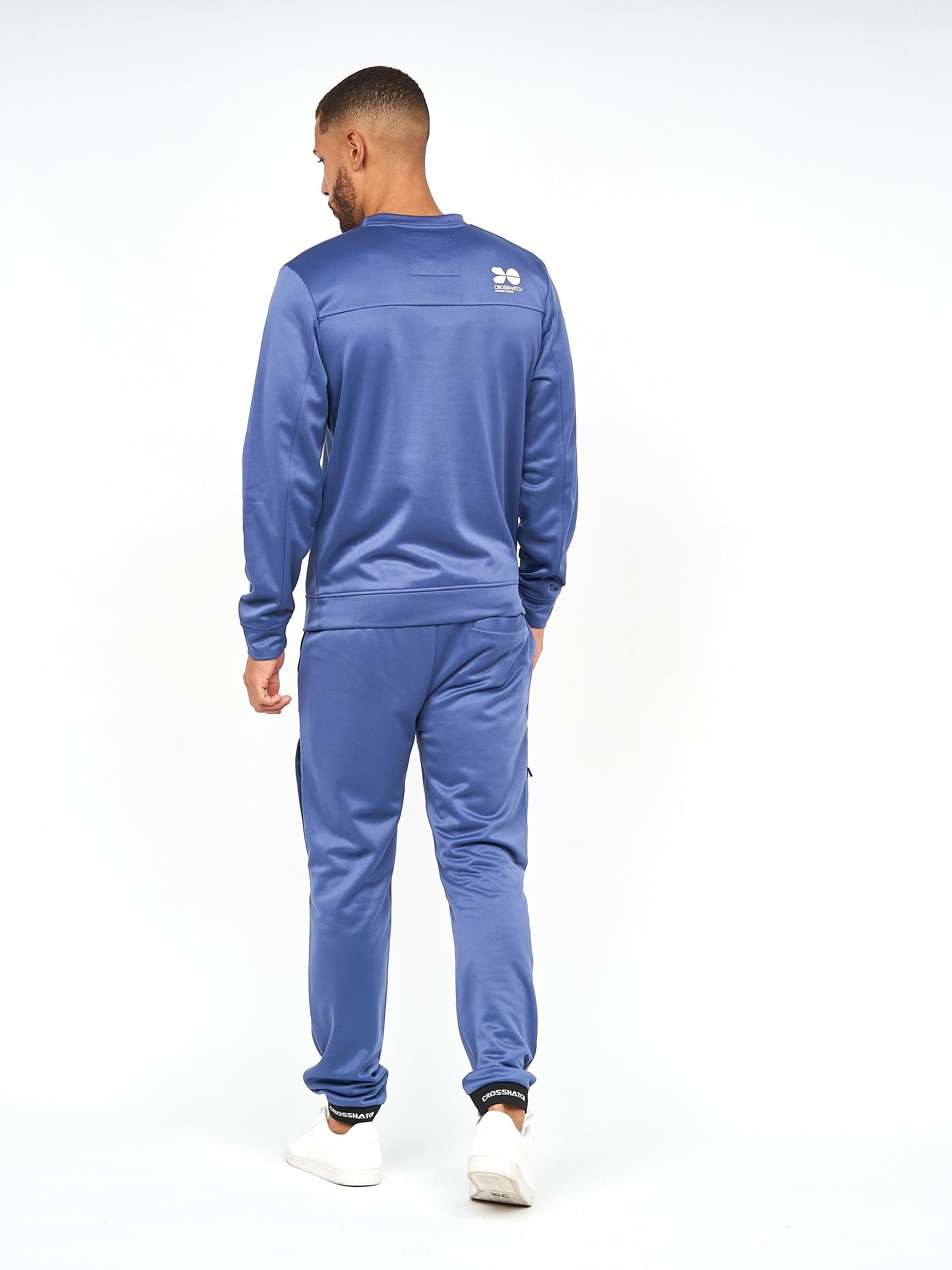 Mens Langtons Crew Tracktop Blue Indigo