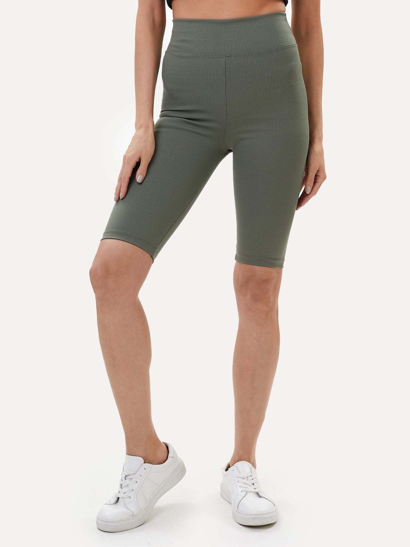 Womens Mira Ribbed Shorts Olive