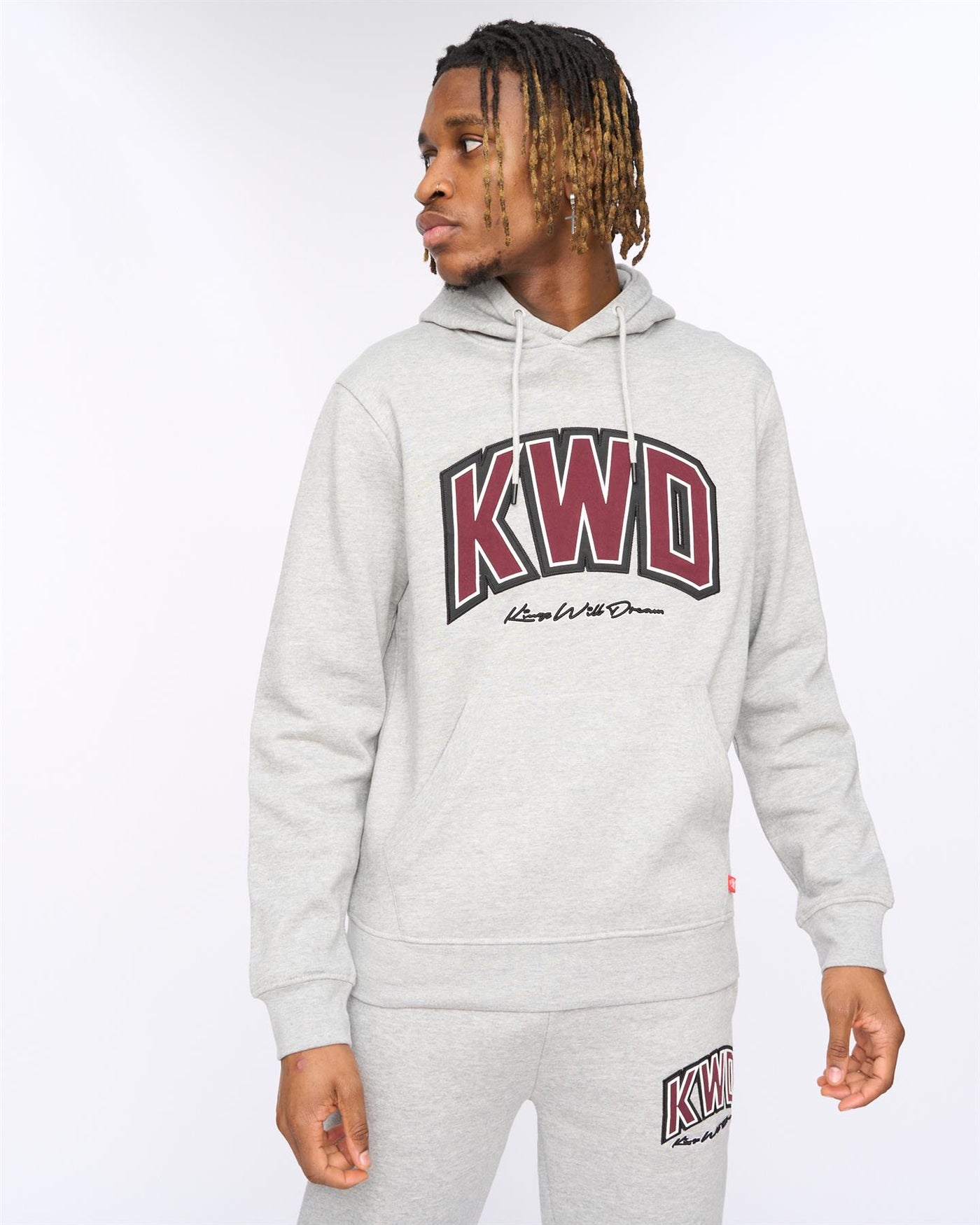 Mens Kingdome Hoodie Grey Marl