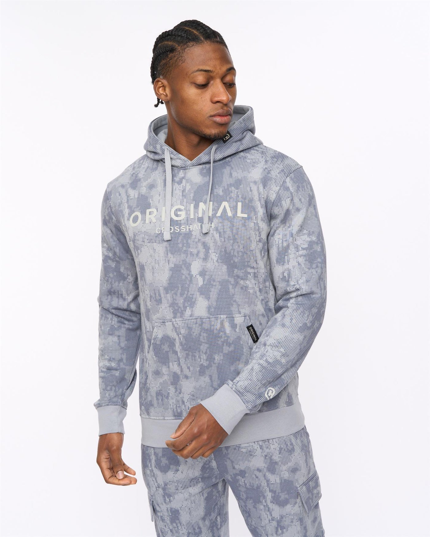 Mens Bardon Camo Hoodie Steel Blue