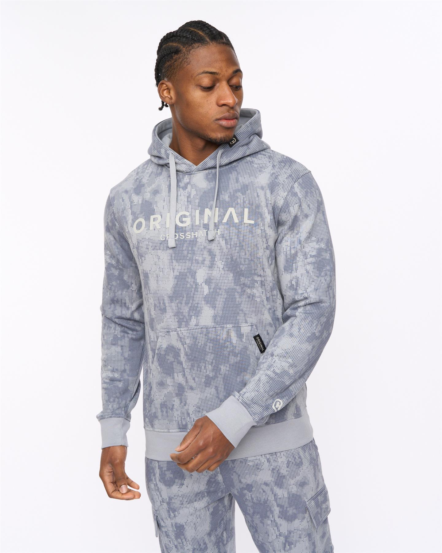 Mens Bardon Camo Hoodie Steel Blue