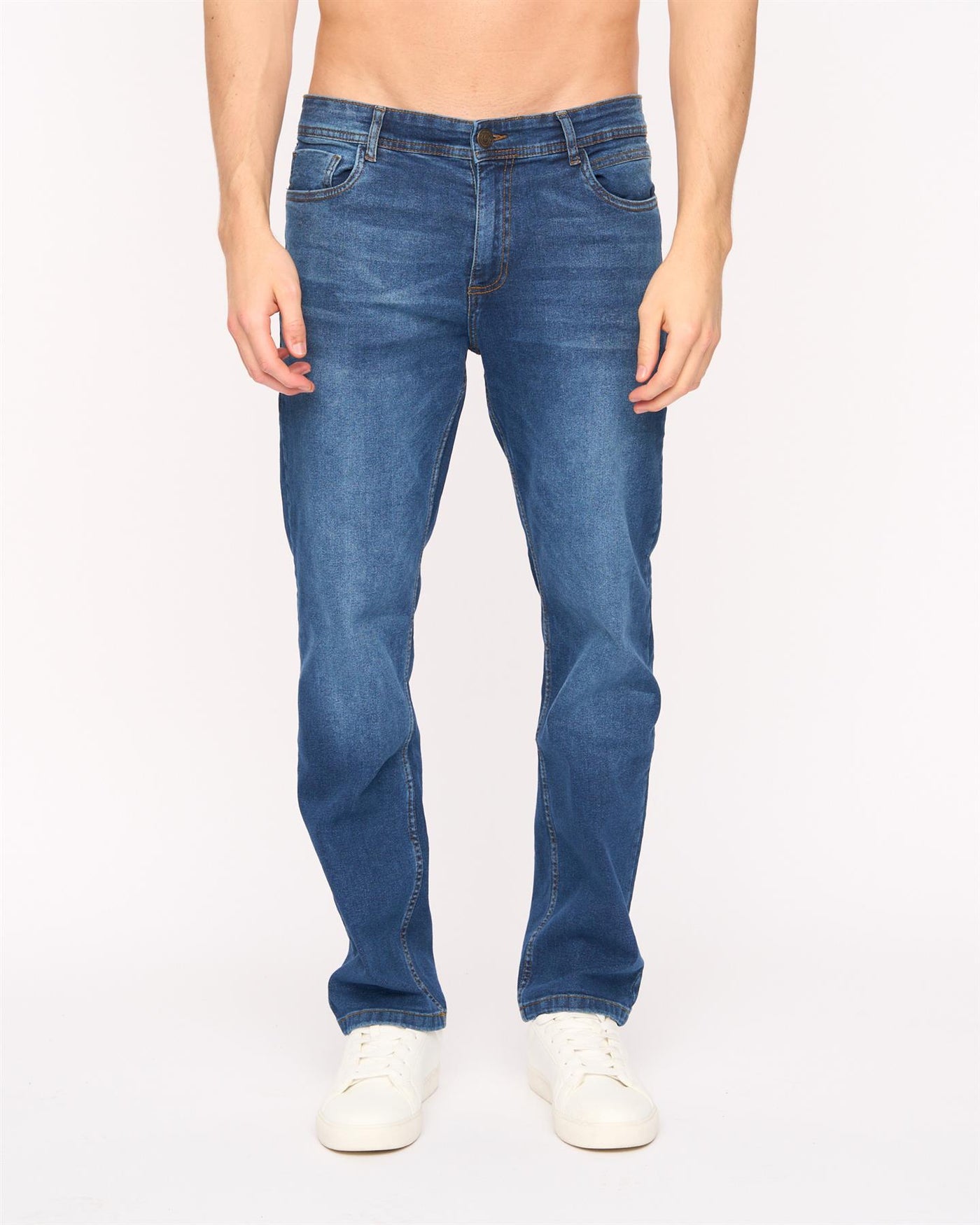 Mens Elix Straight Leg Jeans Mid Wash