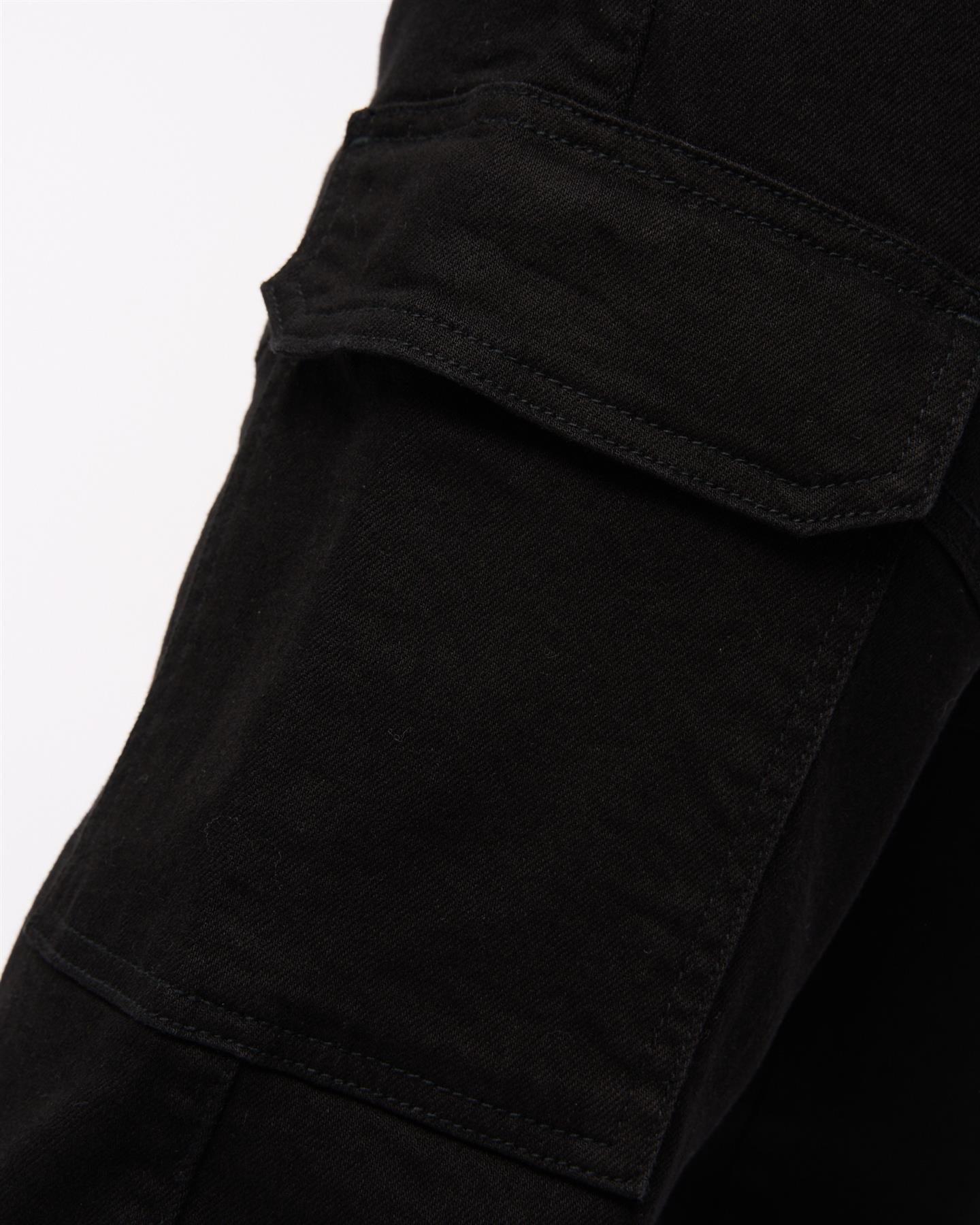 Malimore Cargo Cuff Jeans Solid Black