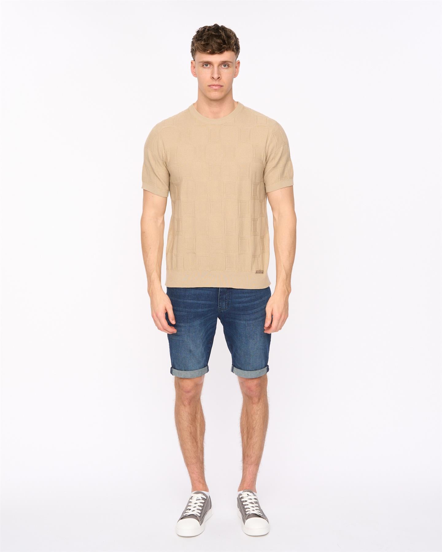 Mens Littleton Knit T-Shirt Light Stone
