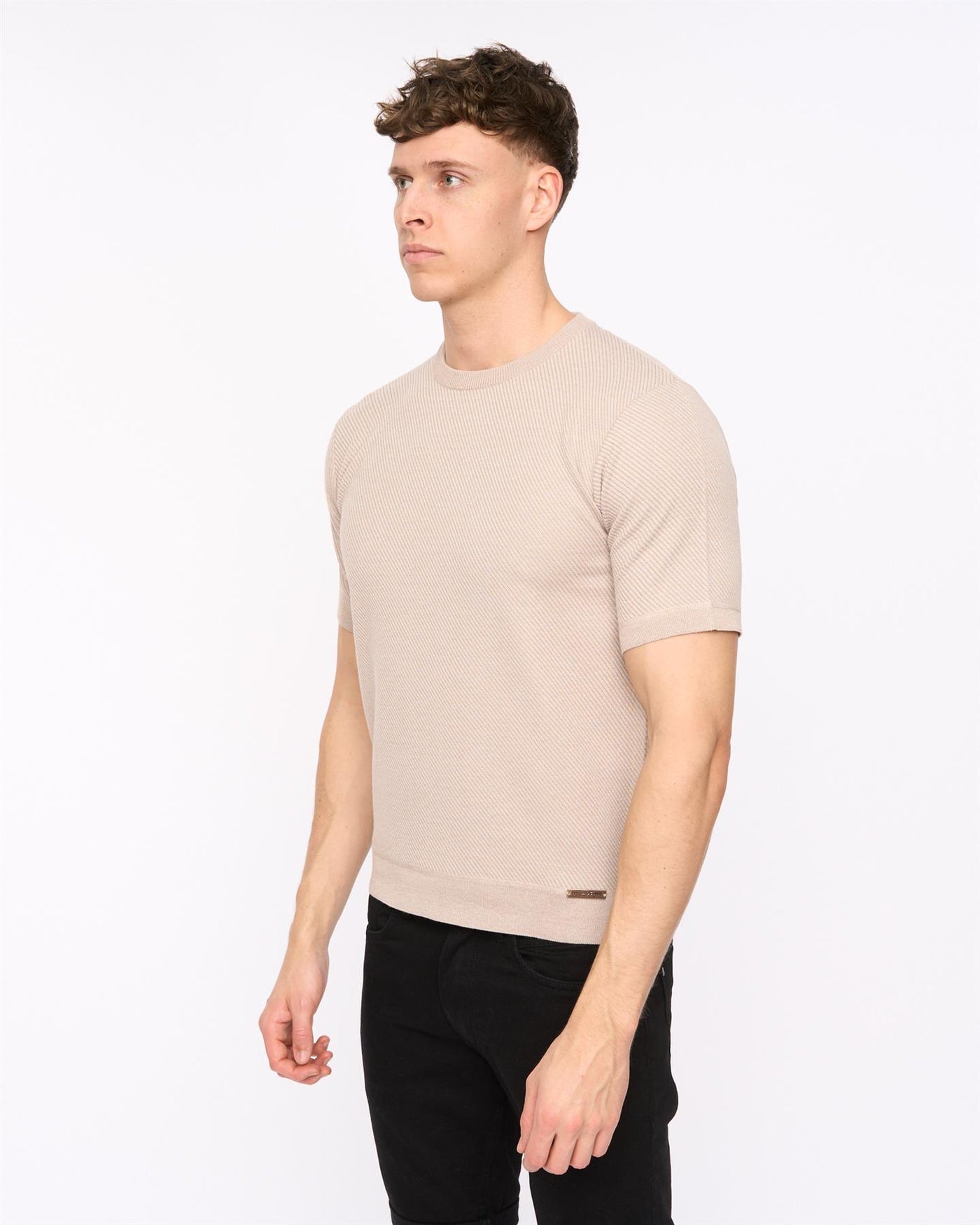 Mens Marvela Knit T-Shirt Stone