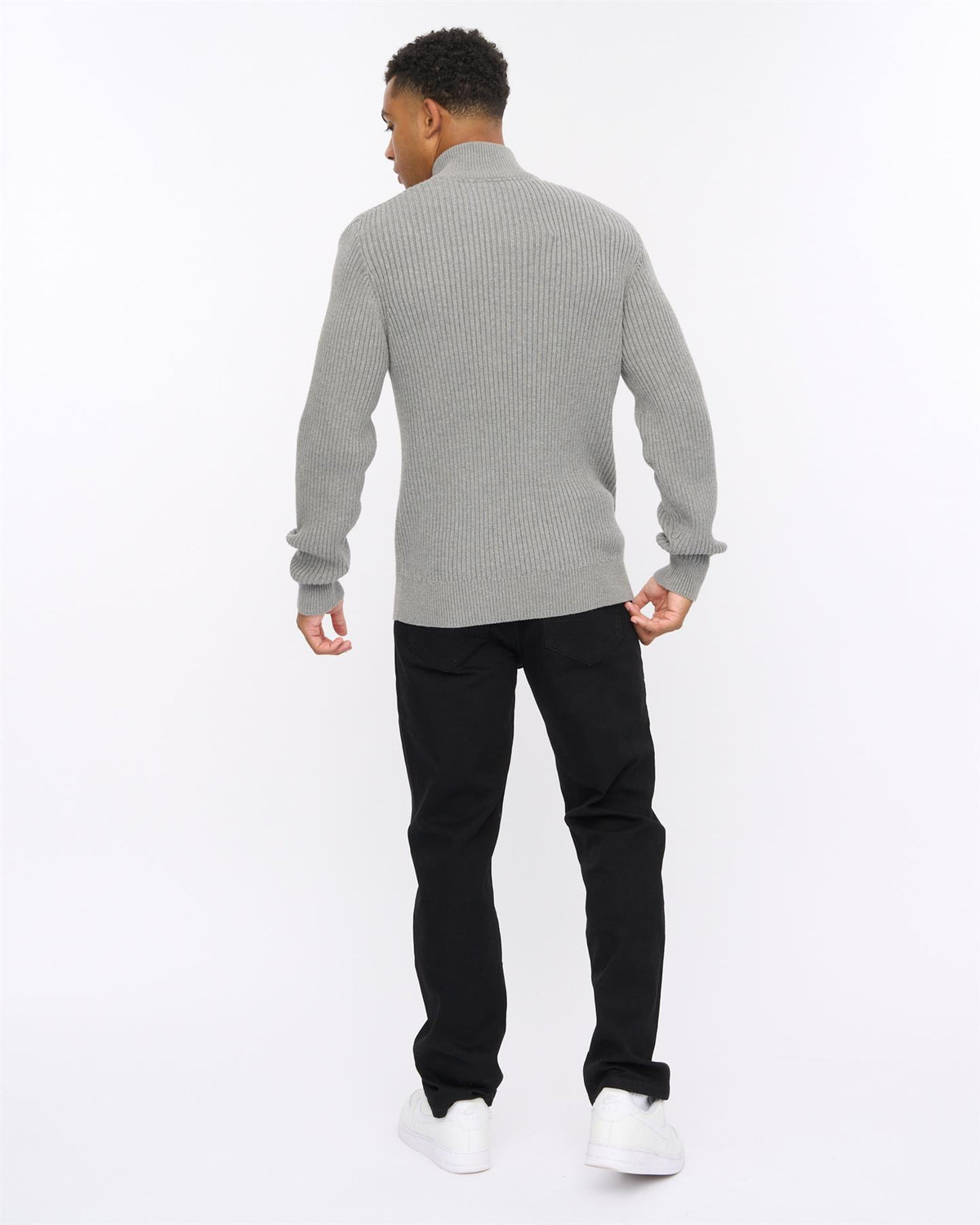 Mens Havaline 1/4 Zip Knit Grey Marl