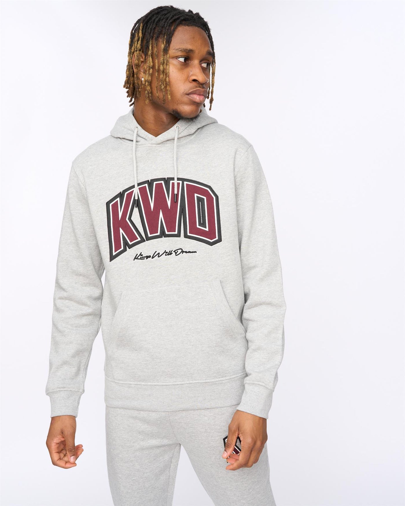 Mens Kingdome Hoodie Grey Marl