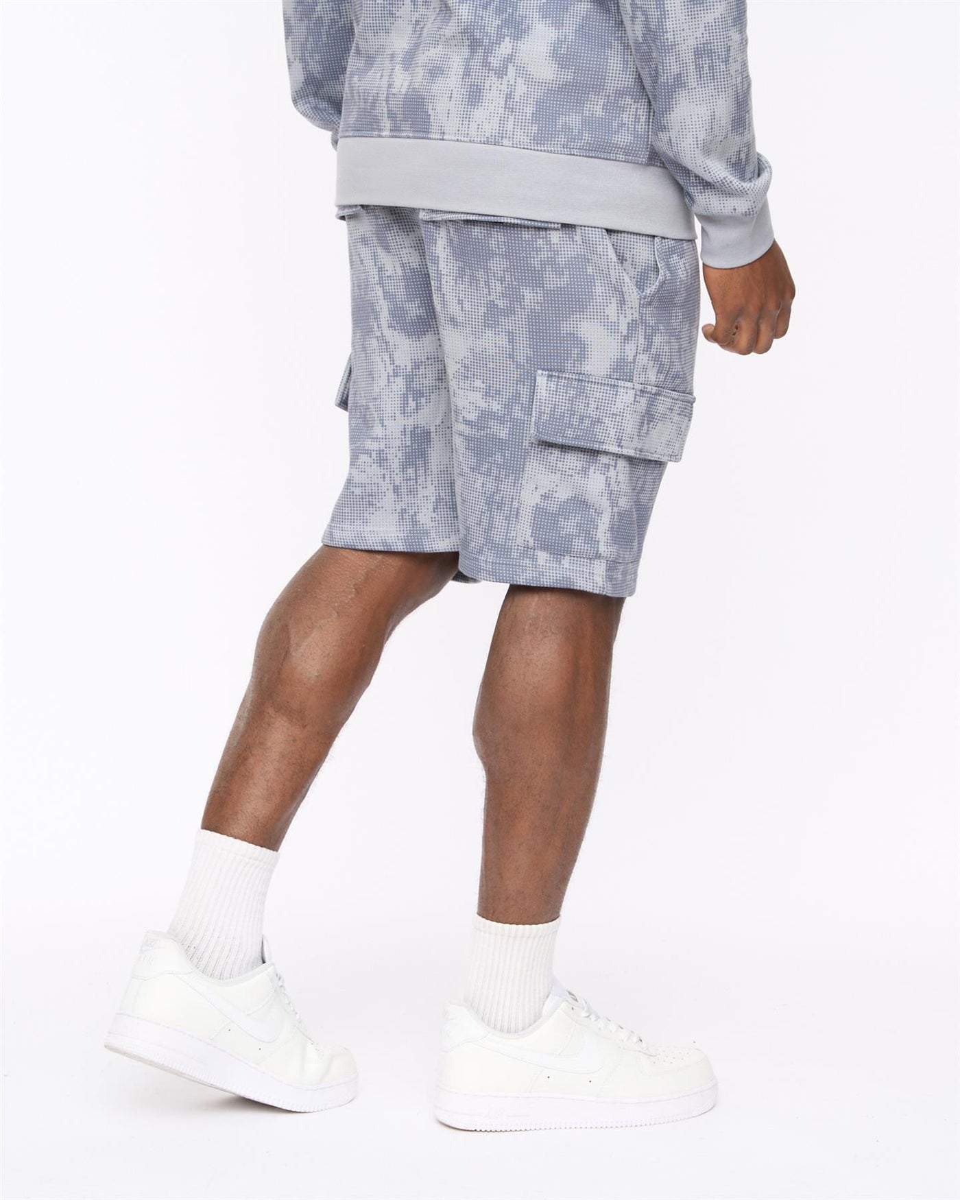 Mens Bardon Camo Cargo Shorts Steel Blue