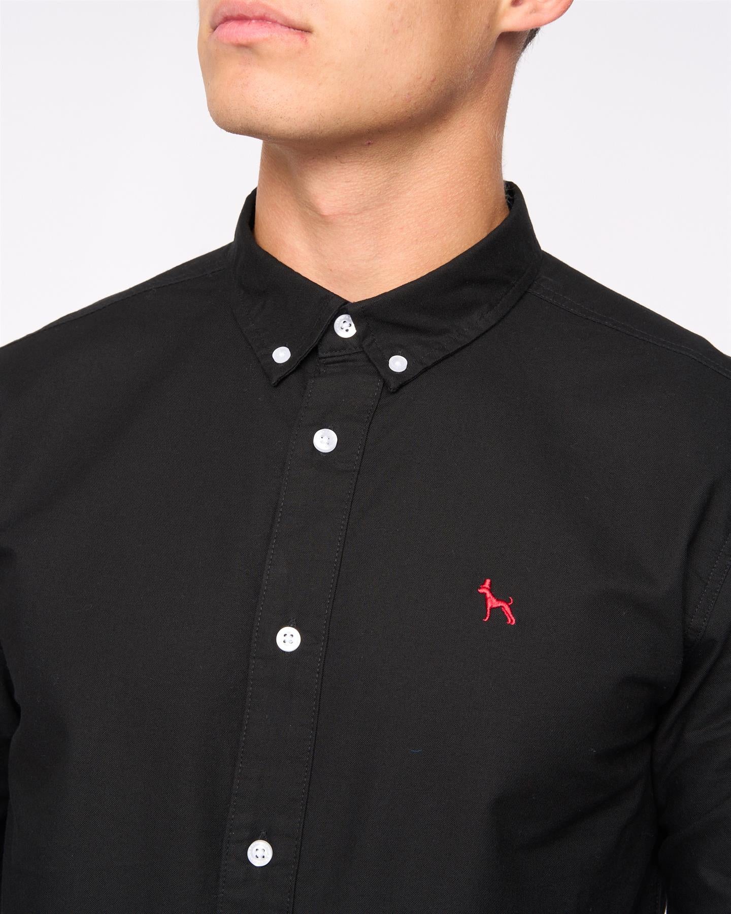 Mens Chatmen Slim Fit Oxford Shirt Black