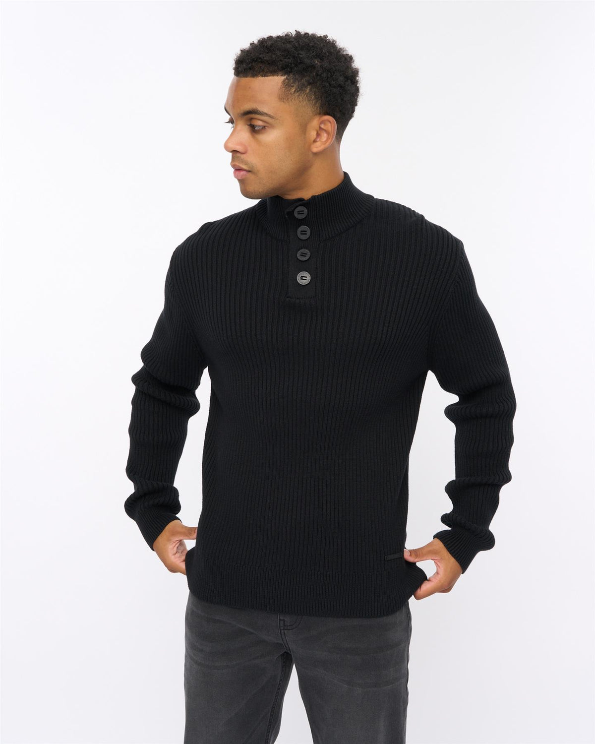 Mens Wellburys Chunky Knit Black