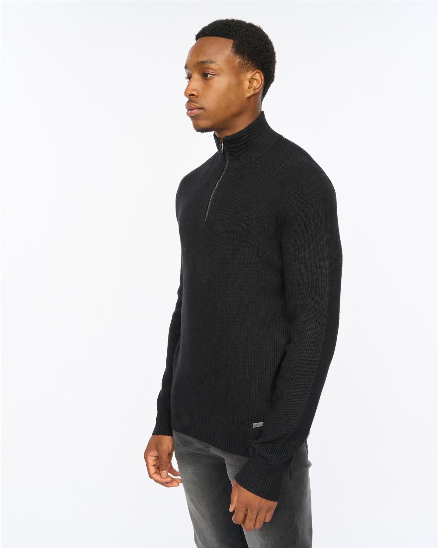 Mens Potenza 1/4 Zip Knit Black