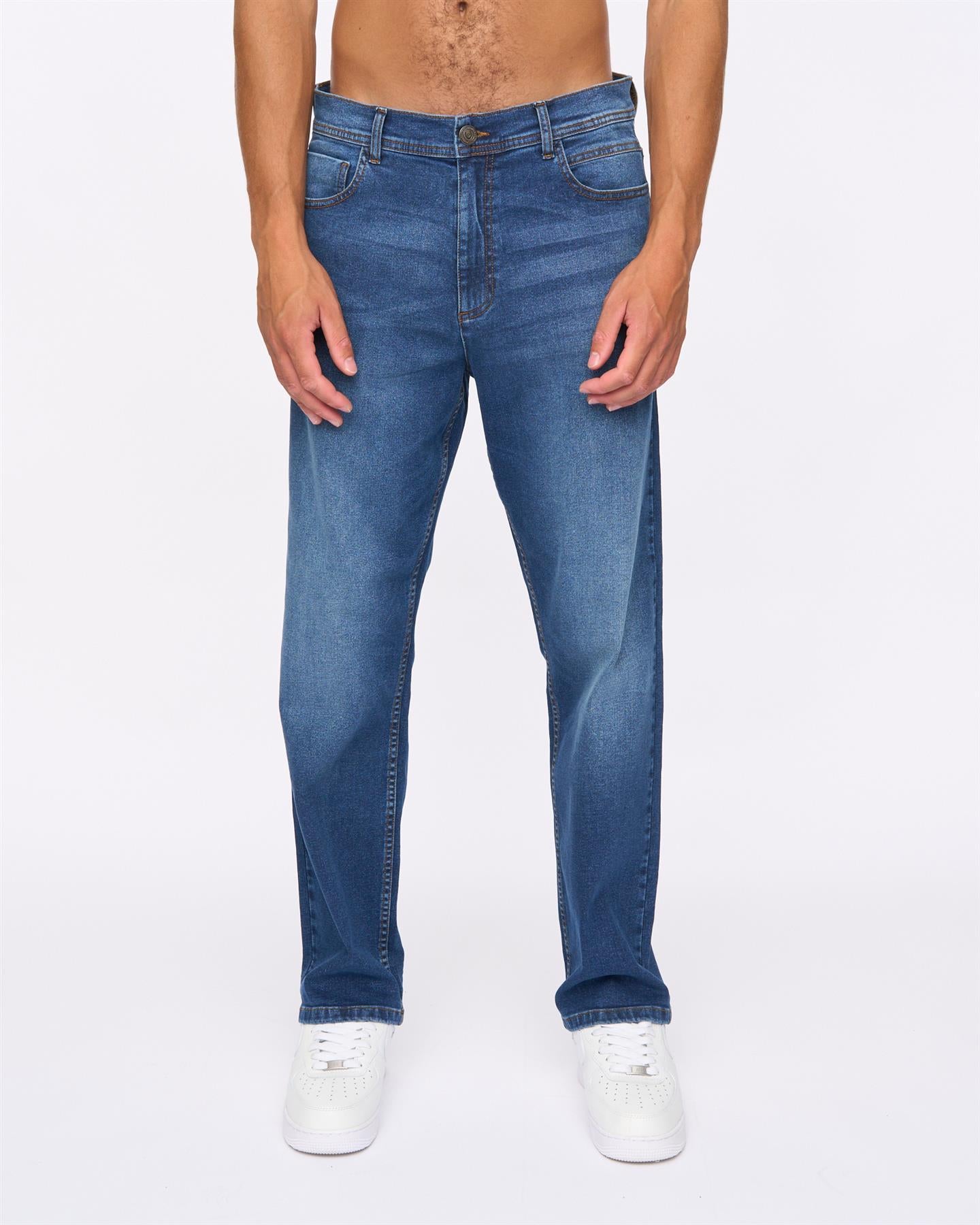 Mens Rushawn Relaxed Fit Jeans Mid Wash