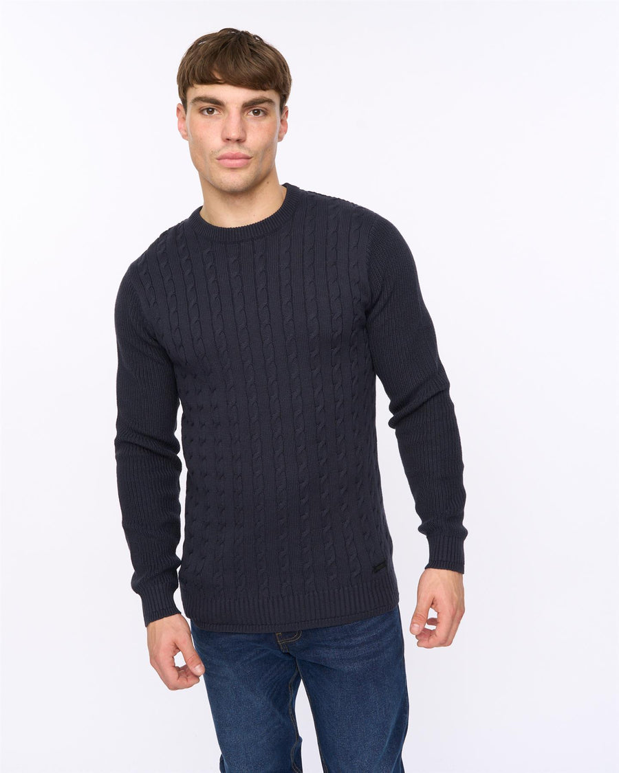 Mens Kabstars Cable Knit Navy