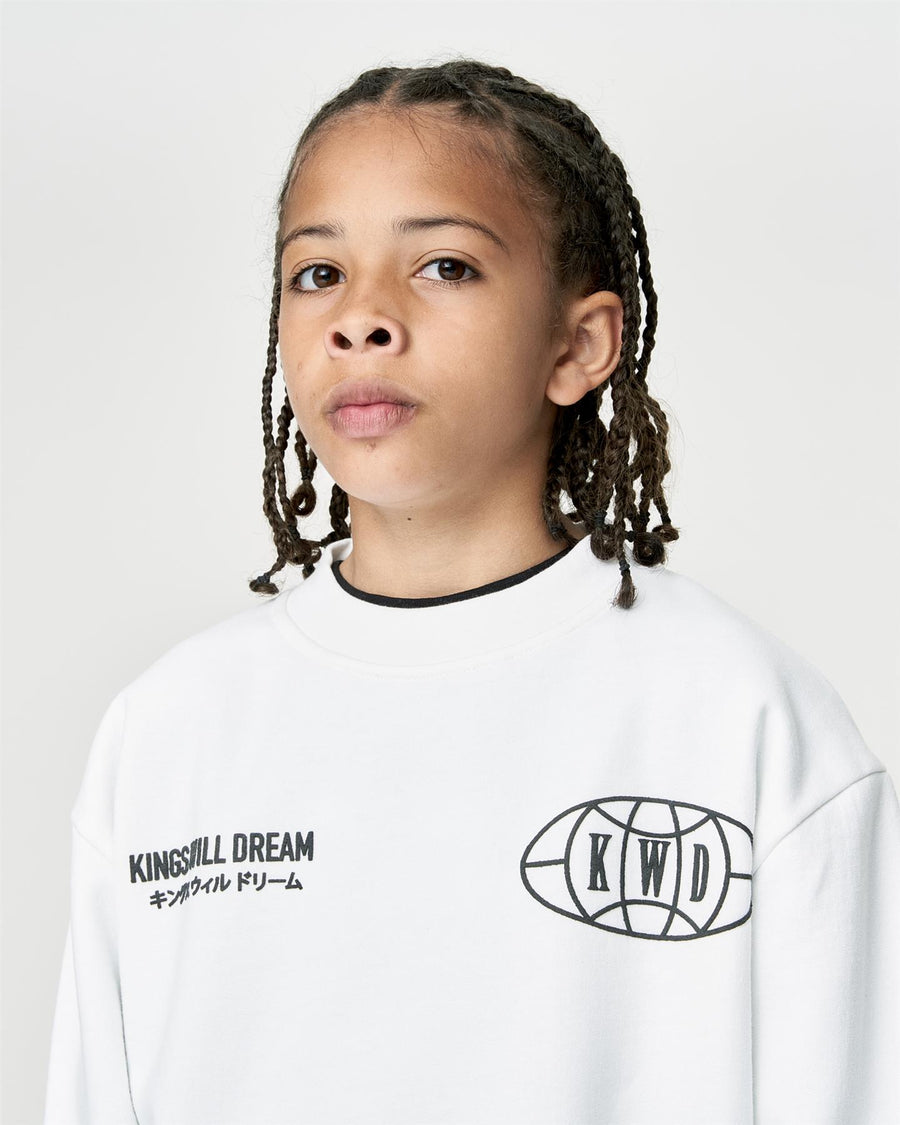 Kids Boys Studio Duo Line Crew Sweat Optic White