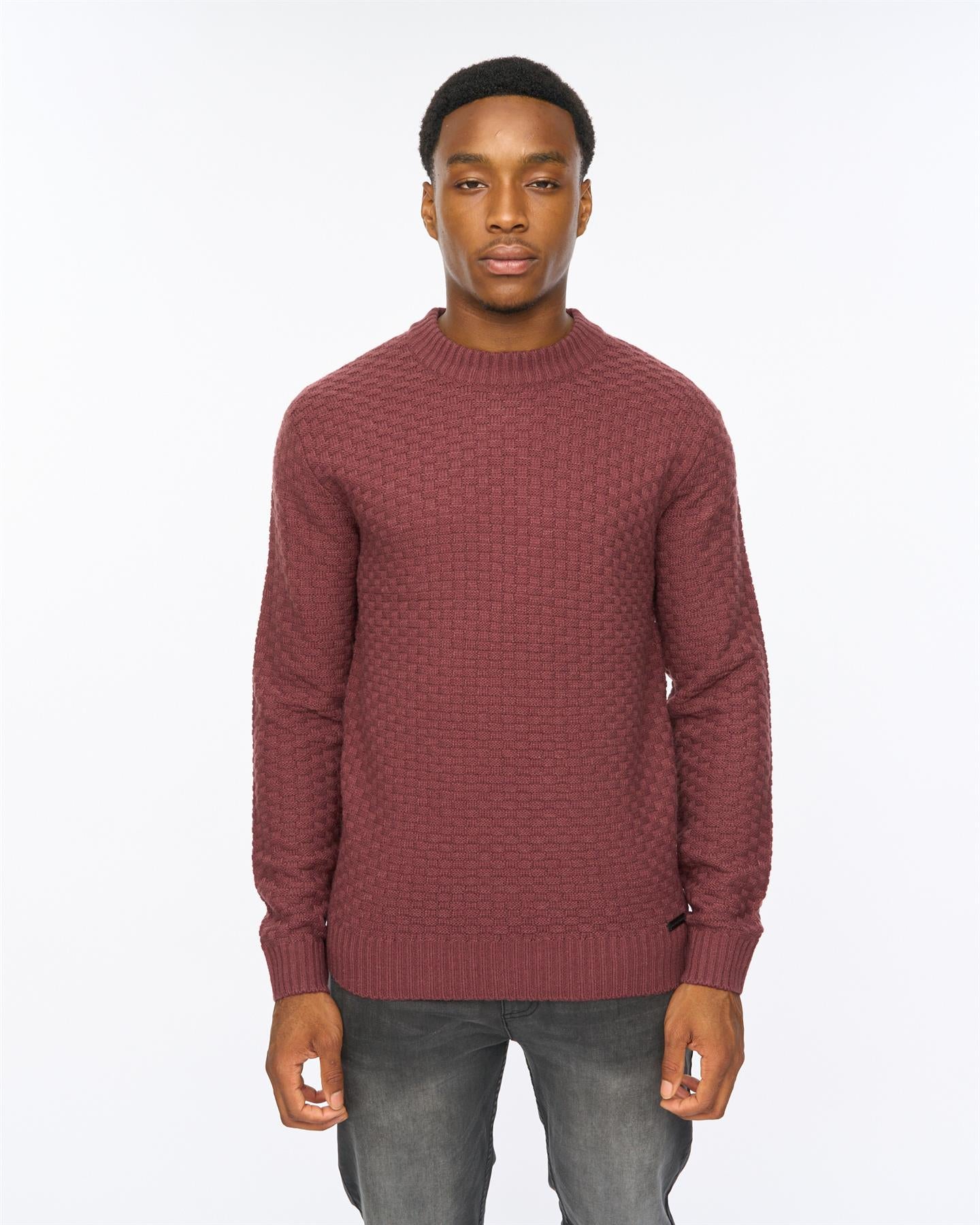 Mens Matera Textured Knit Raisin