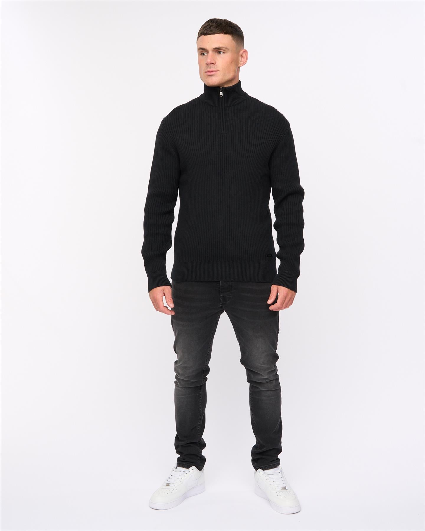 Mens Havaline 1/4 Zip Knit Black