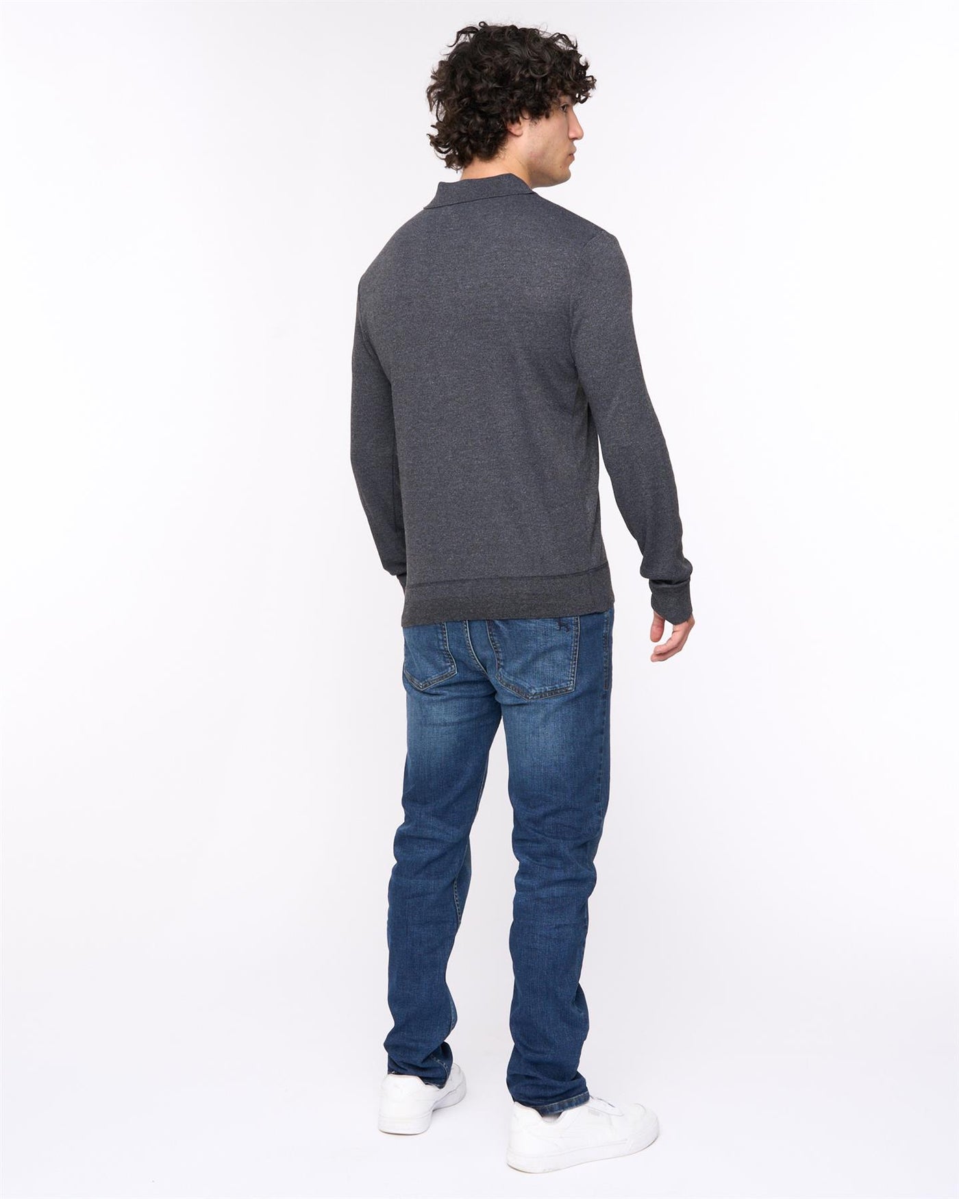 Mens Ashland Polo Neck Knit Black Marl