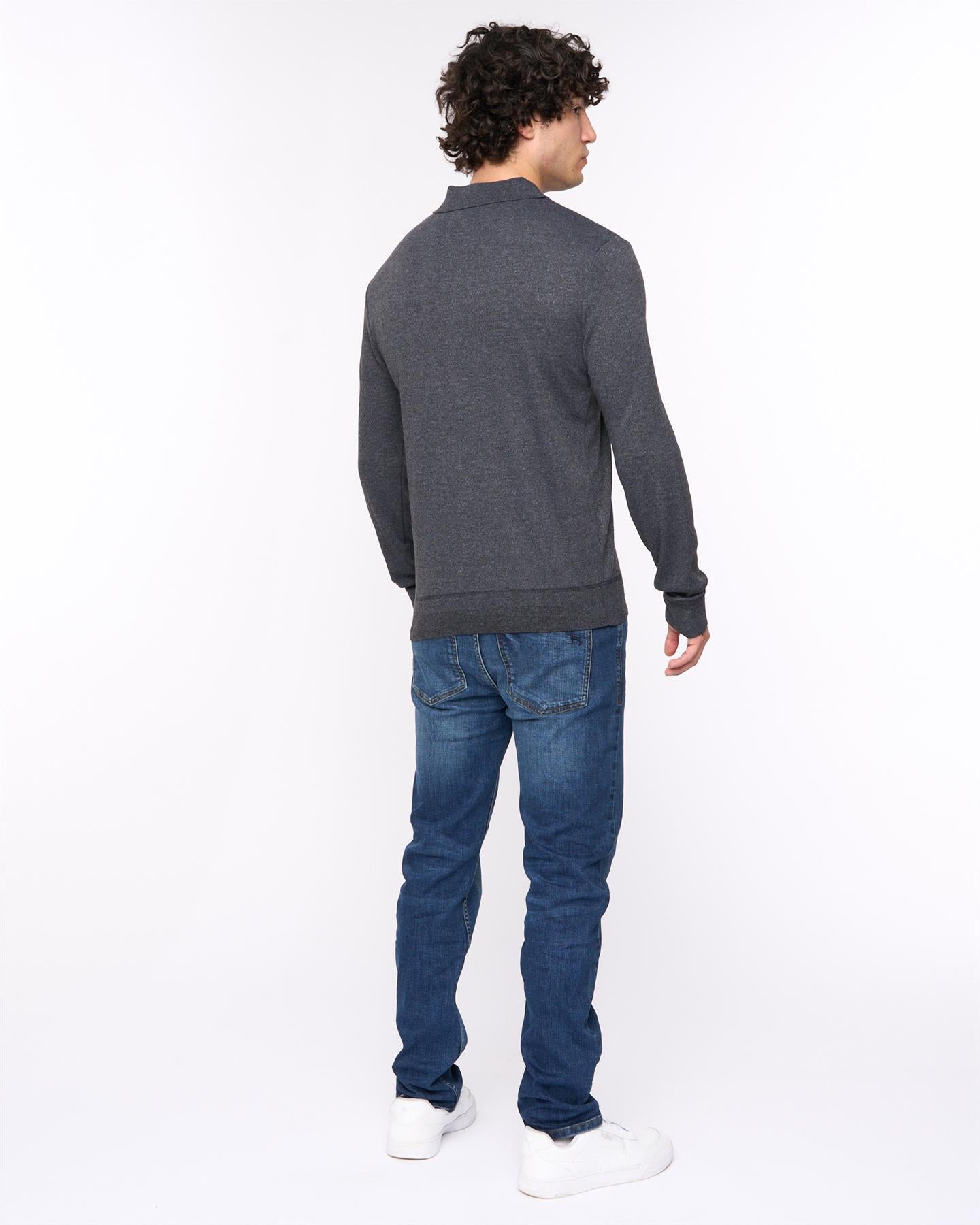 Mens Ashland Polo Neck Knit Black Marl