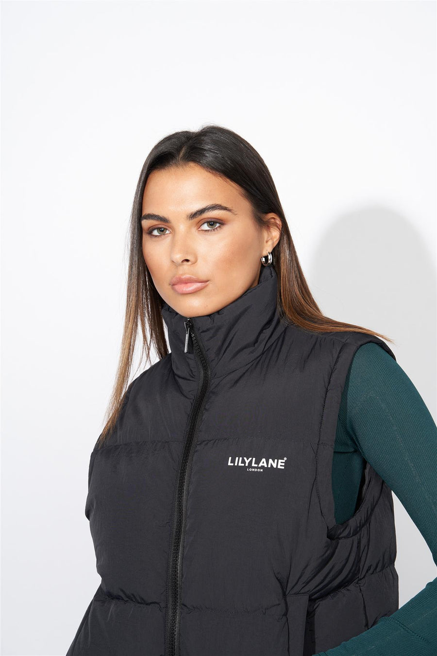 Ladies Lily Lane Jimena Crop Gilet Black