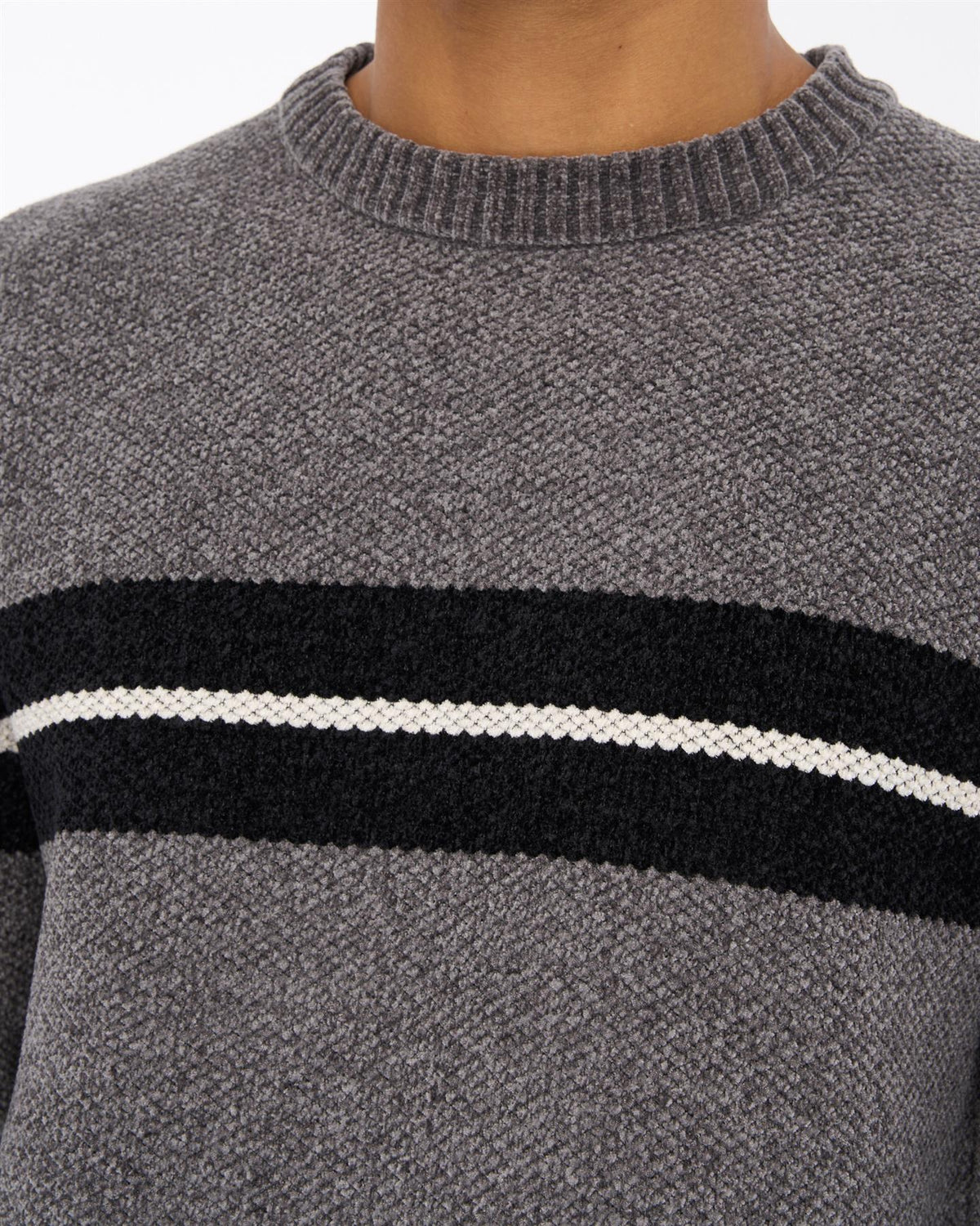 Mens Roundall Chenille Knit Grey Marl