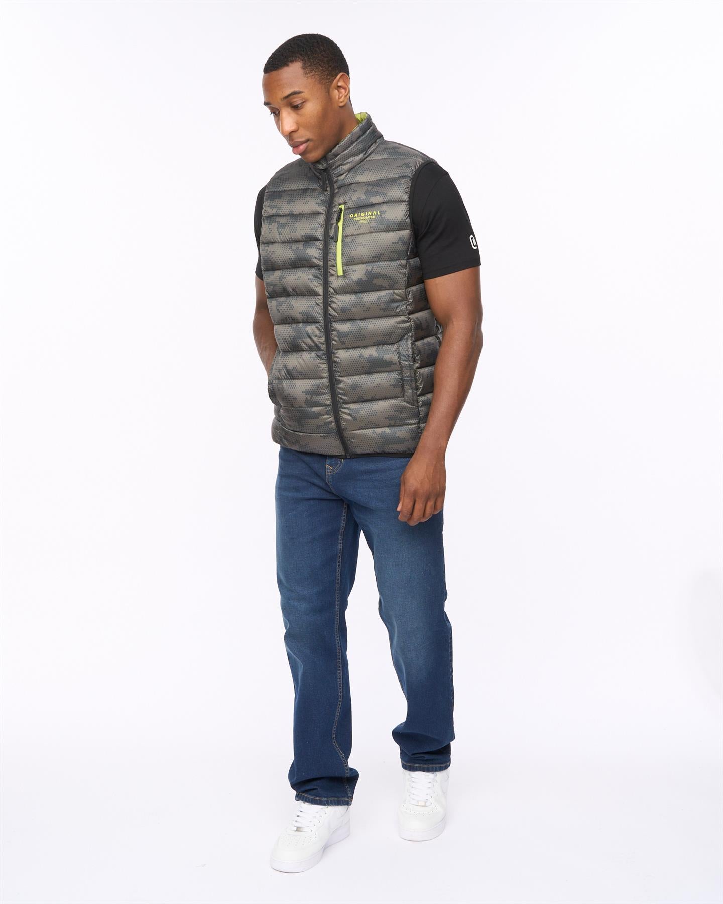 Mens Gattering Gilet Olive Camo