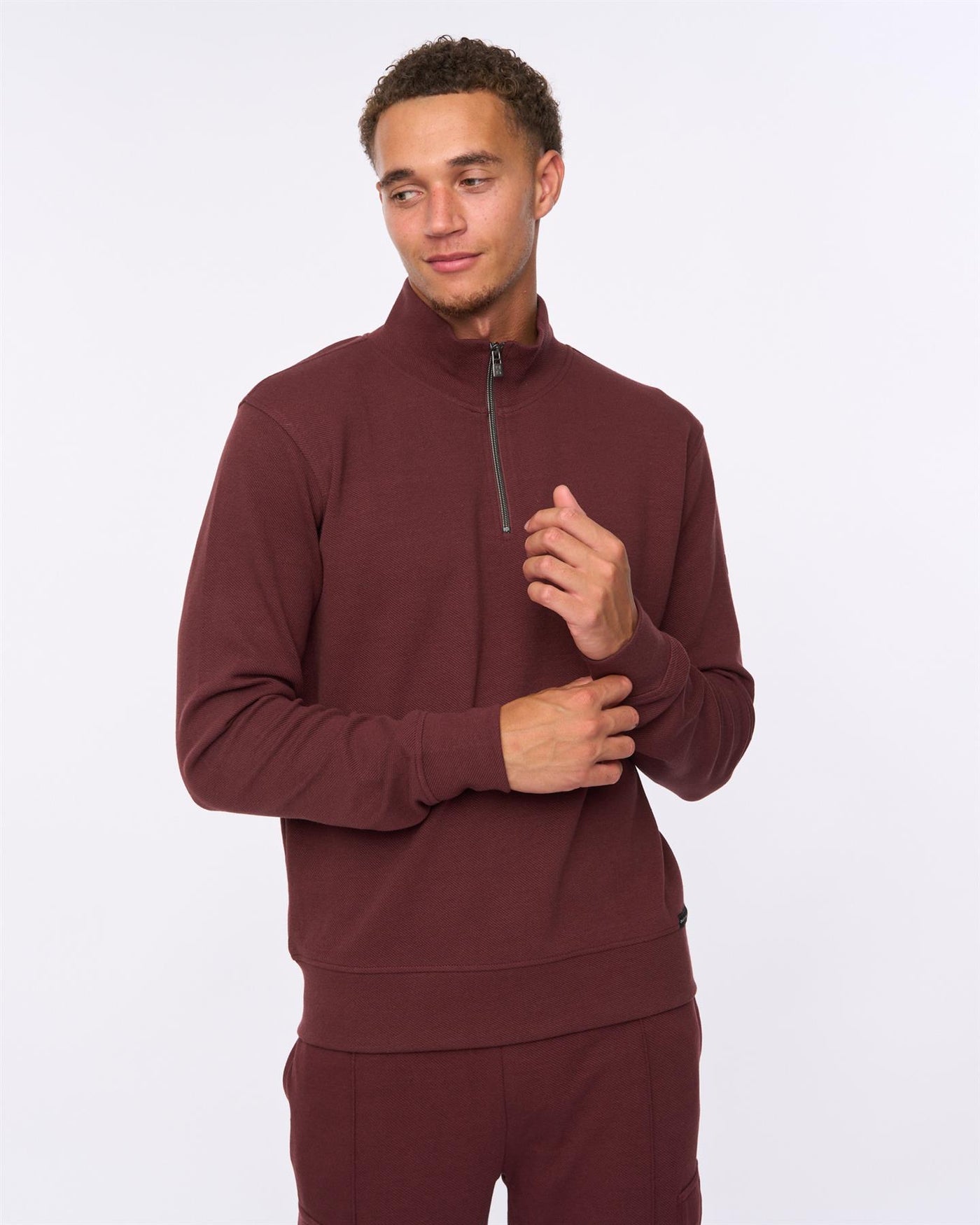 Mens Slellmoore 1/4 Zip Hoodie Wine