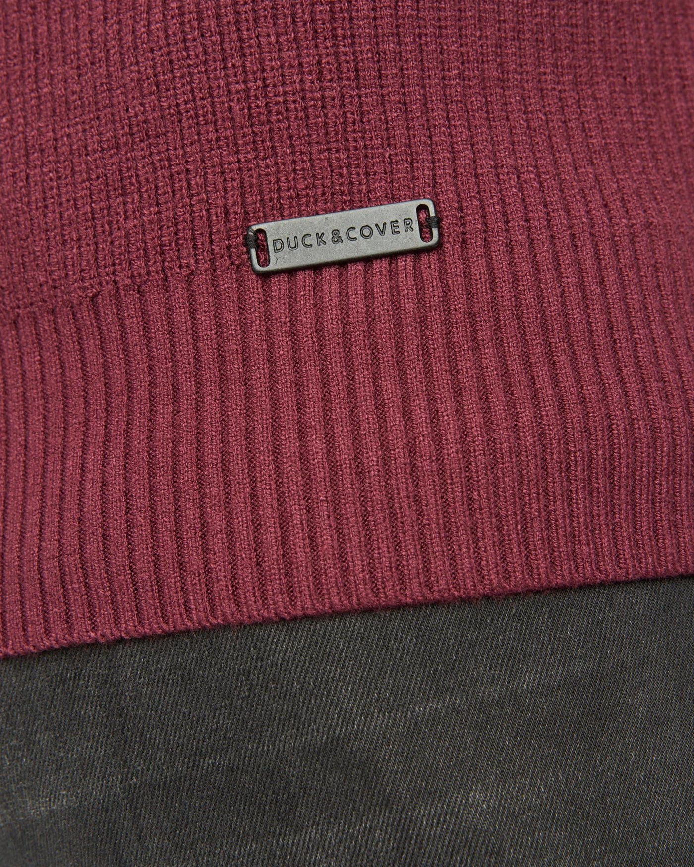Mens Potenza 1/4 Zip Knit Raisin