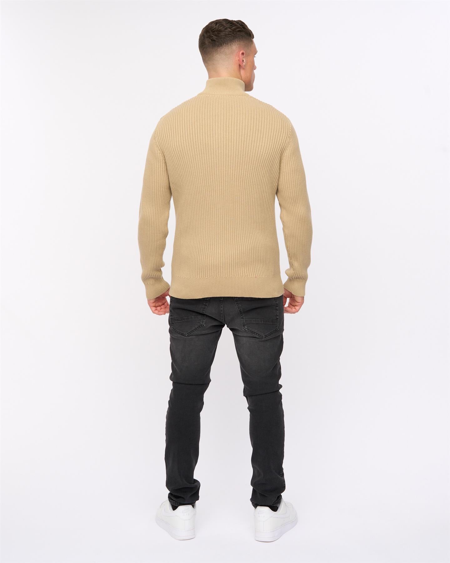 Mens Havaline 1/4 Zip Knit Stone