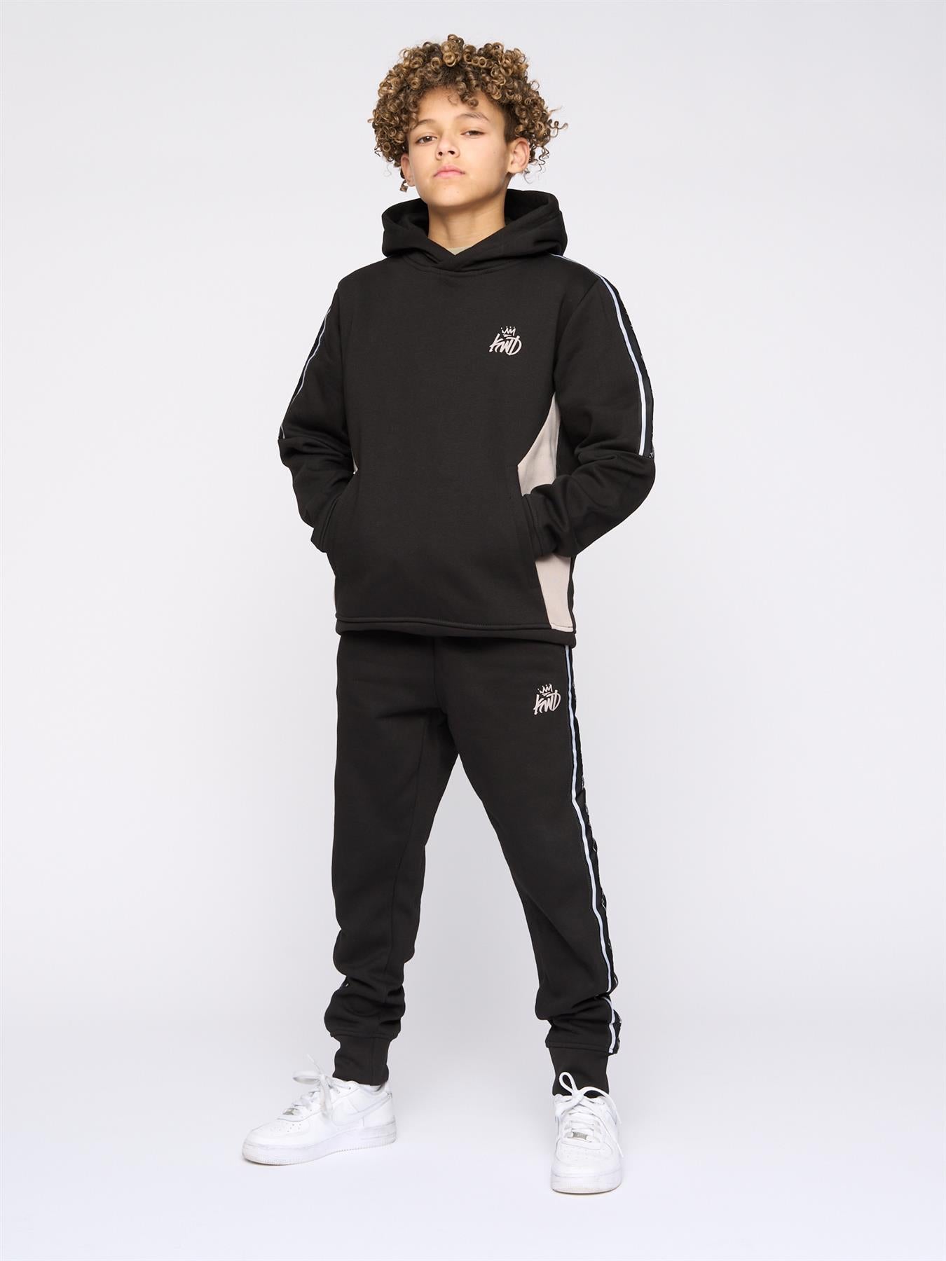 Kids Boys Techy Taped Tracksuit Black