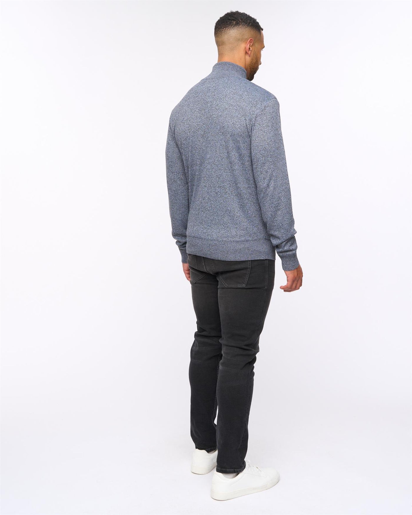 Delloway 1/4 Zip Funnel Neck Jumper Charcoal Marl