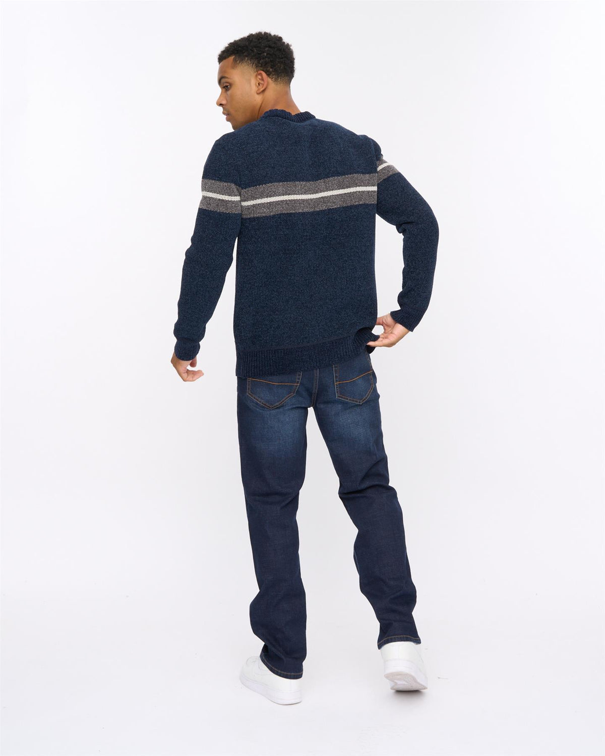 Mens Roundall Chenille Knit Navy