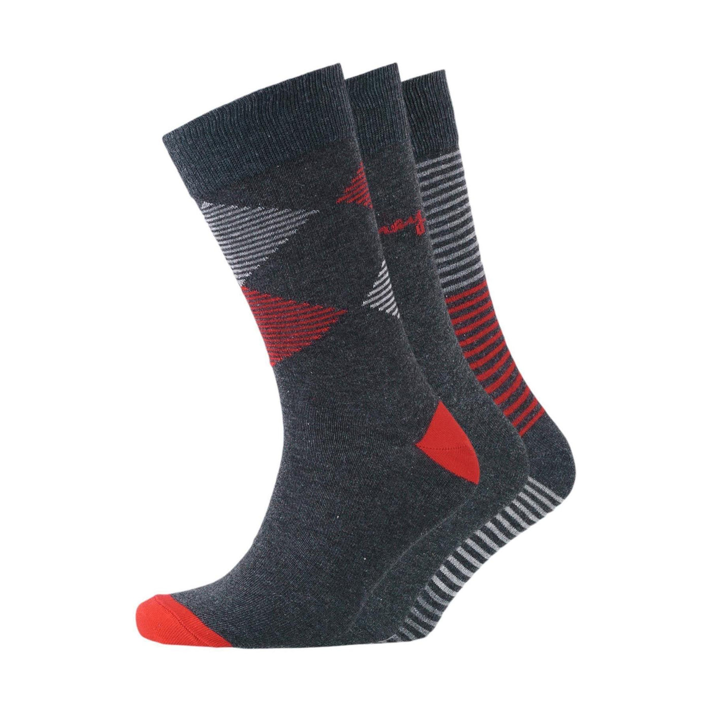 Mens Sig Line Socks 3pk - Black Assorted