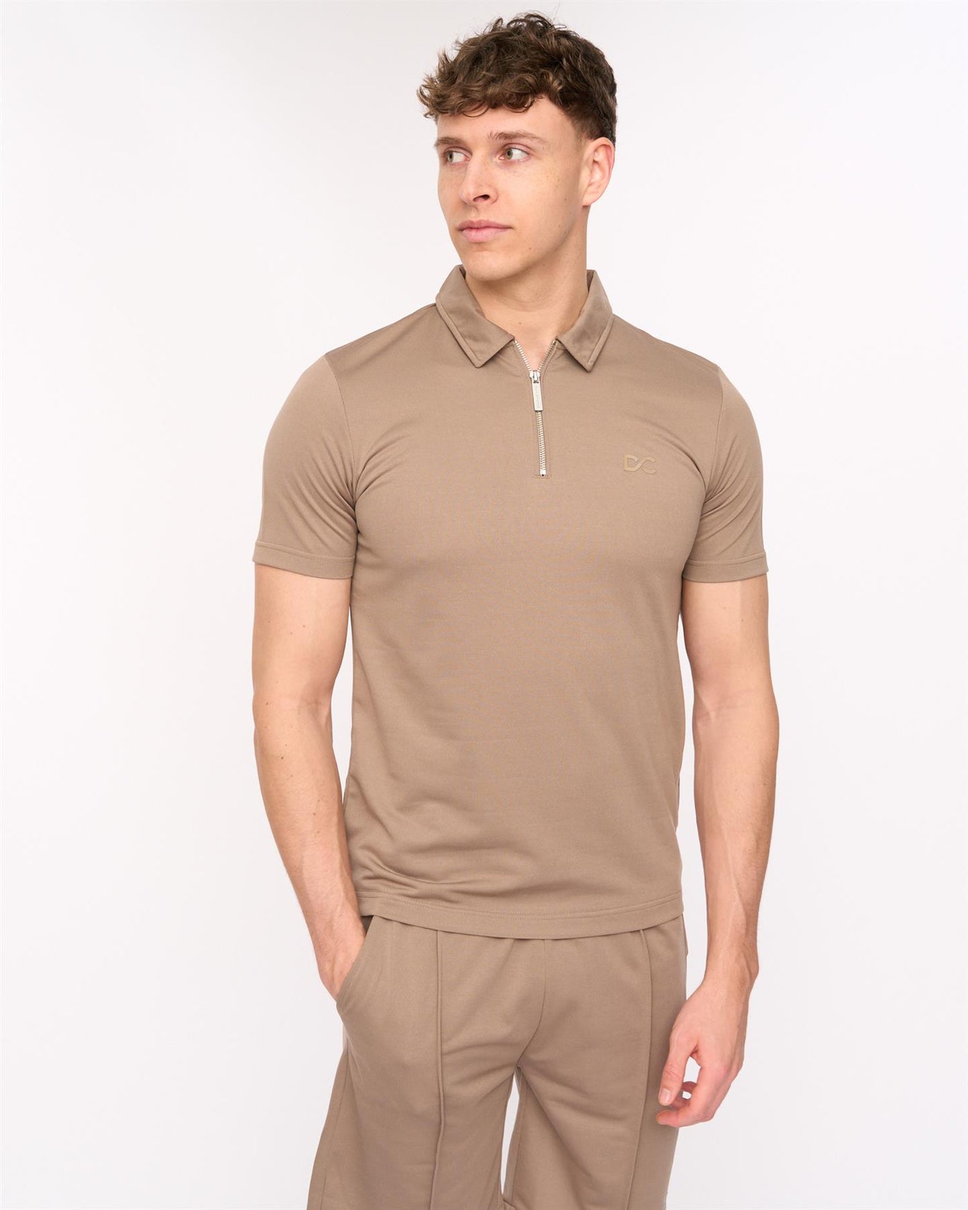 Mens Medford Polo & Shorts Set Taupe