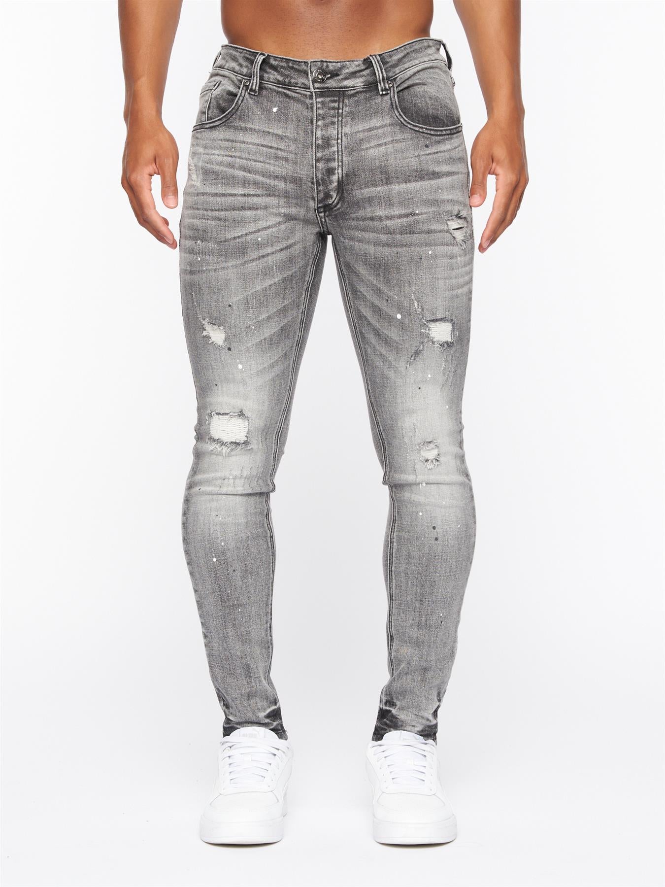 Stalham 2.0 Grey Wash Superslim Denim Jean Grey Wash