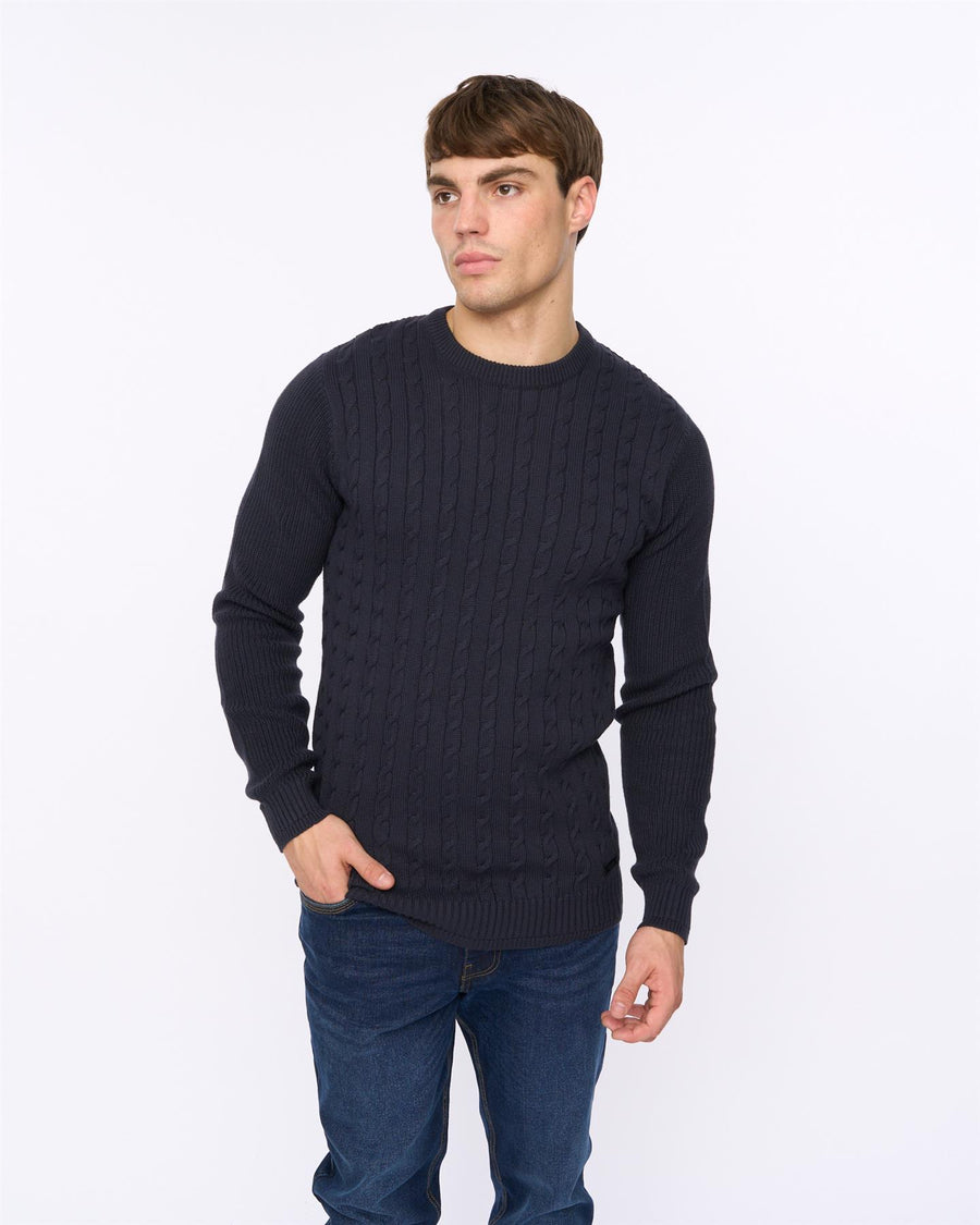 Mens Kabstars Cable Knit Navy