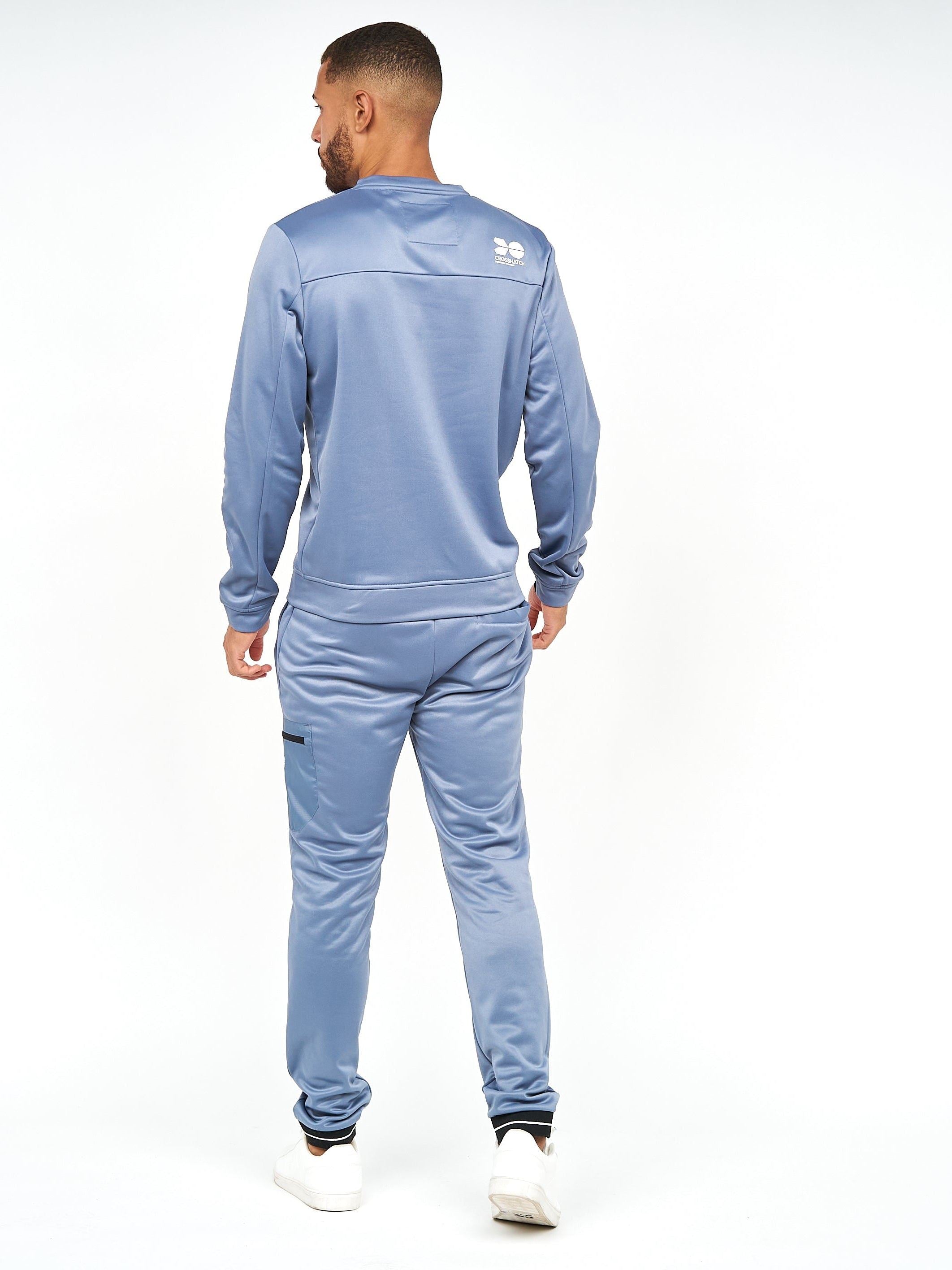 Mens Catmoore Crew Tracktop Steel Blue