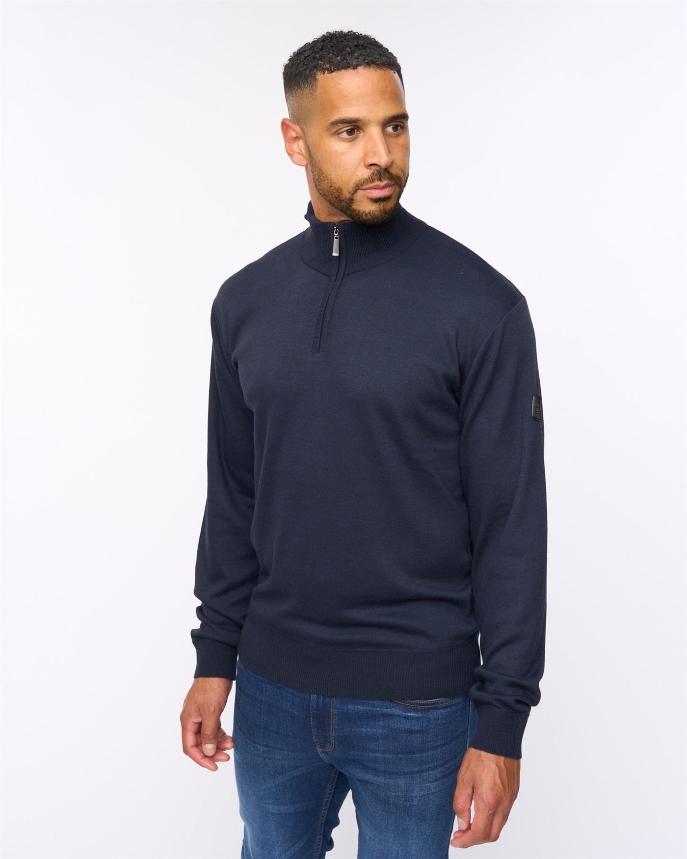 Delloway 1/4 Zip Funnel Neck Jumper Navy