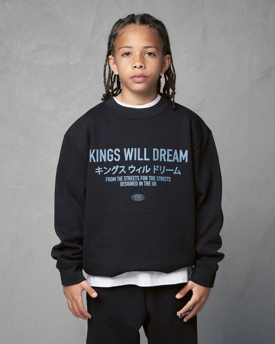Kids Boys Studio Stacked Crew Sweat Black