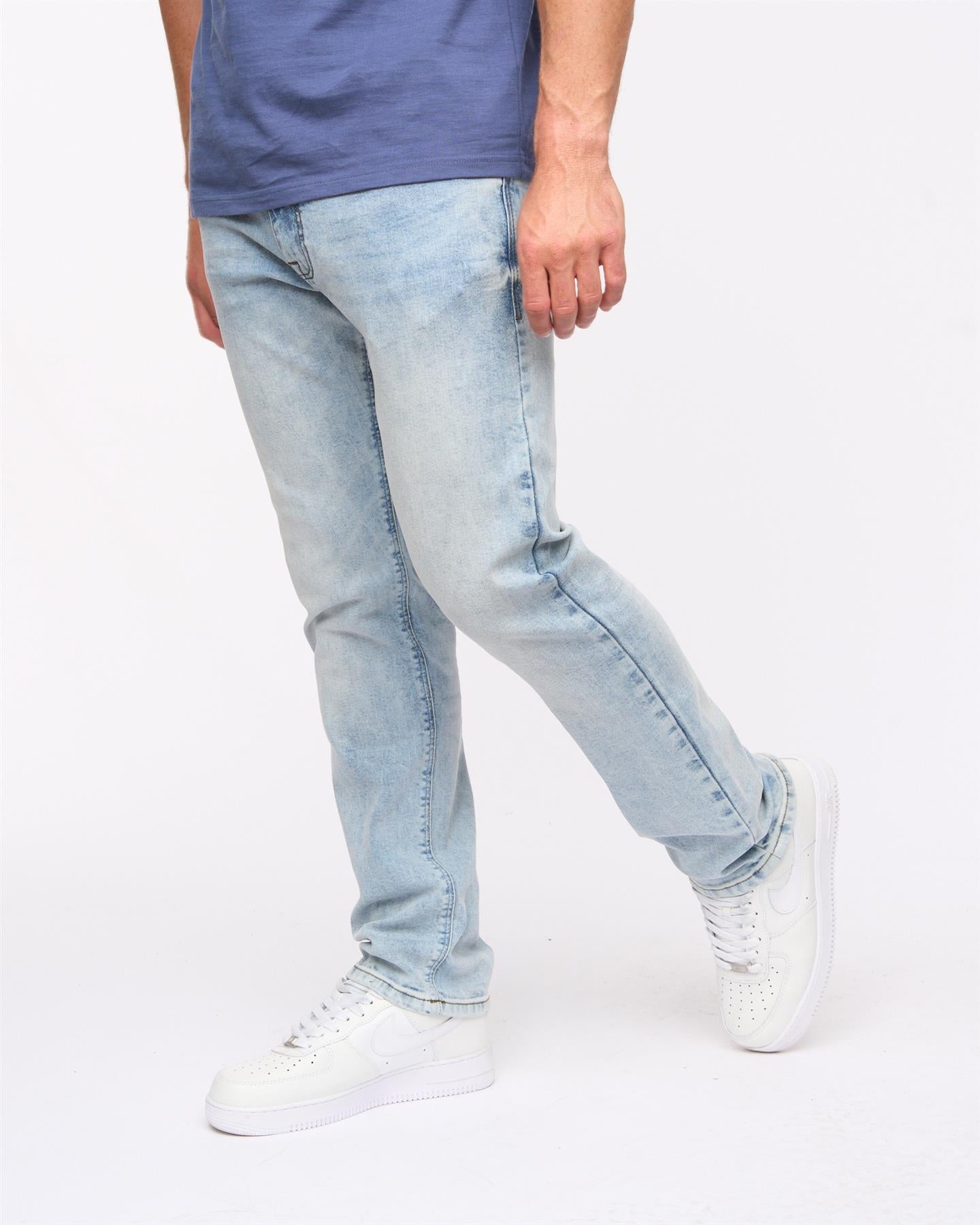 Crosshatch Mens Cadman Straight Jeans Light Wash