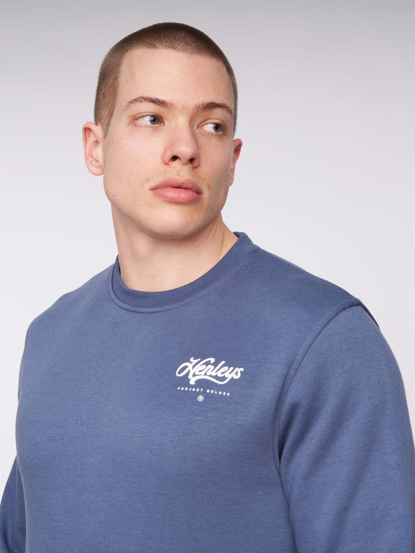 Mens Scripthen Crew Sweat Deep Blue