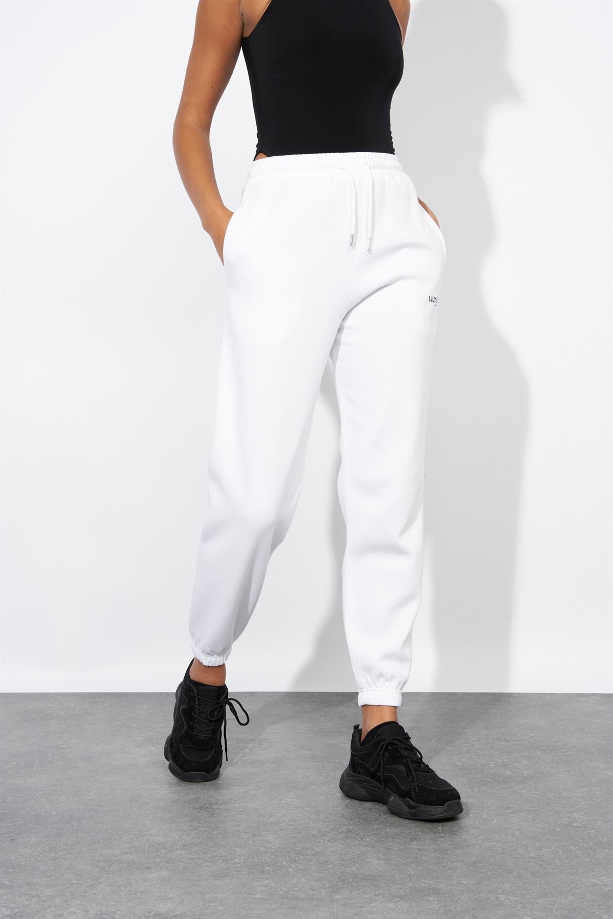 Ladies Lily Lane Daleyza Joggers White